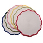 Deborah Rhodes Border Scallop Placemats (Set of 6) Moss Canary w/ Bone