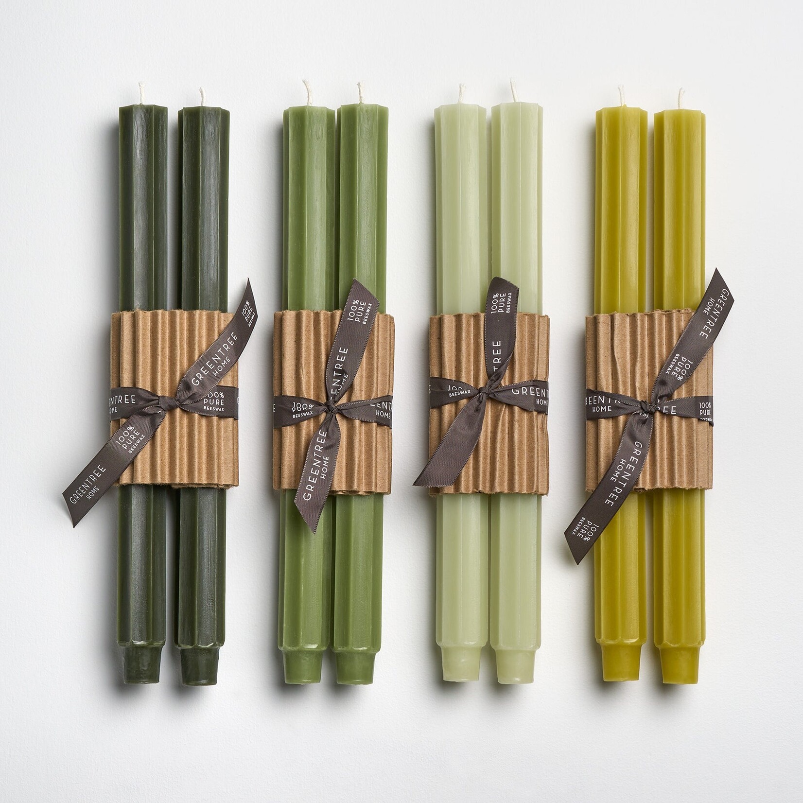 Green Tree Home Fluted Church Taper Candles (Set of 2) - 12"