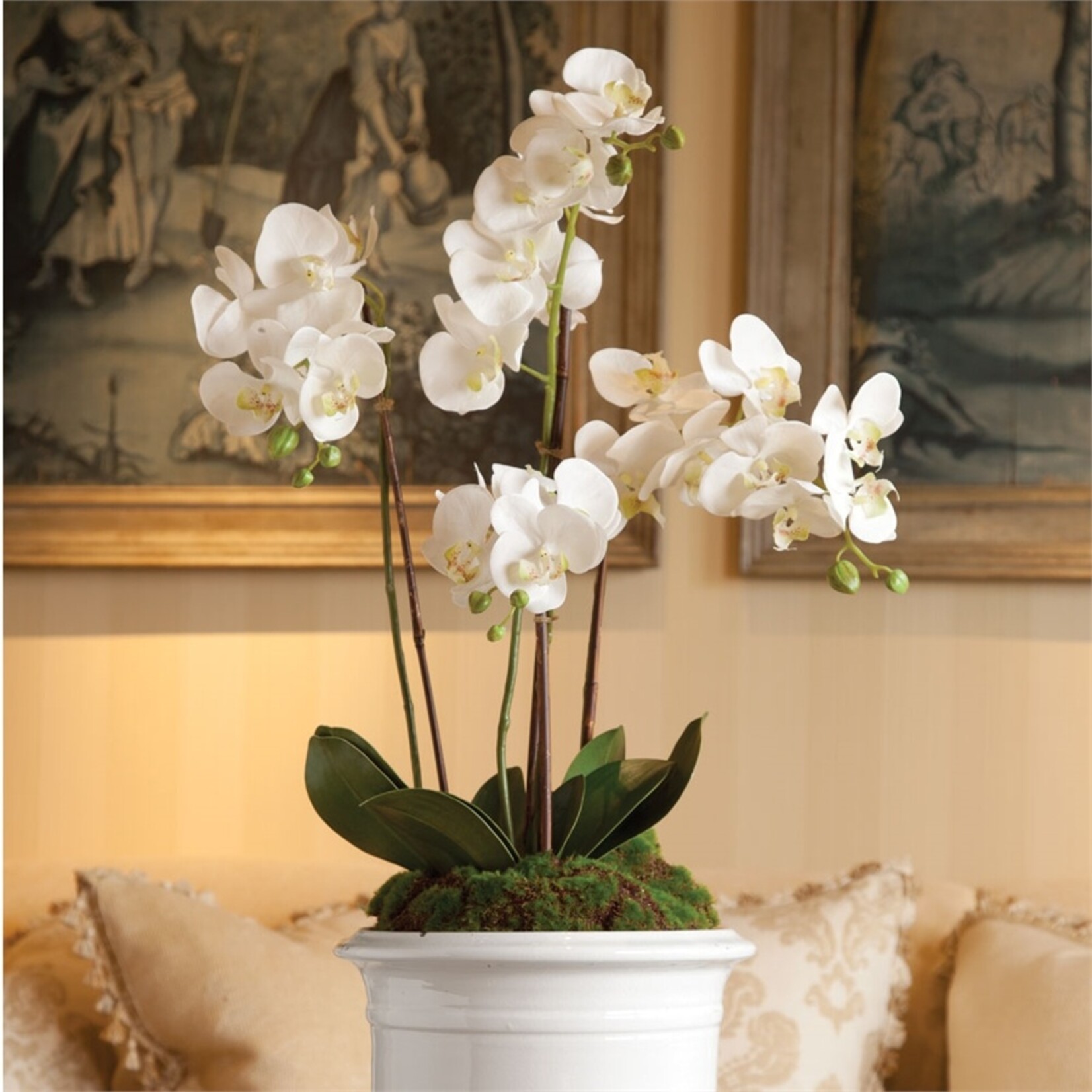 Napa Home and Garden Phalaenopsis White Orchid Drop-In - 30"