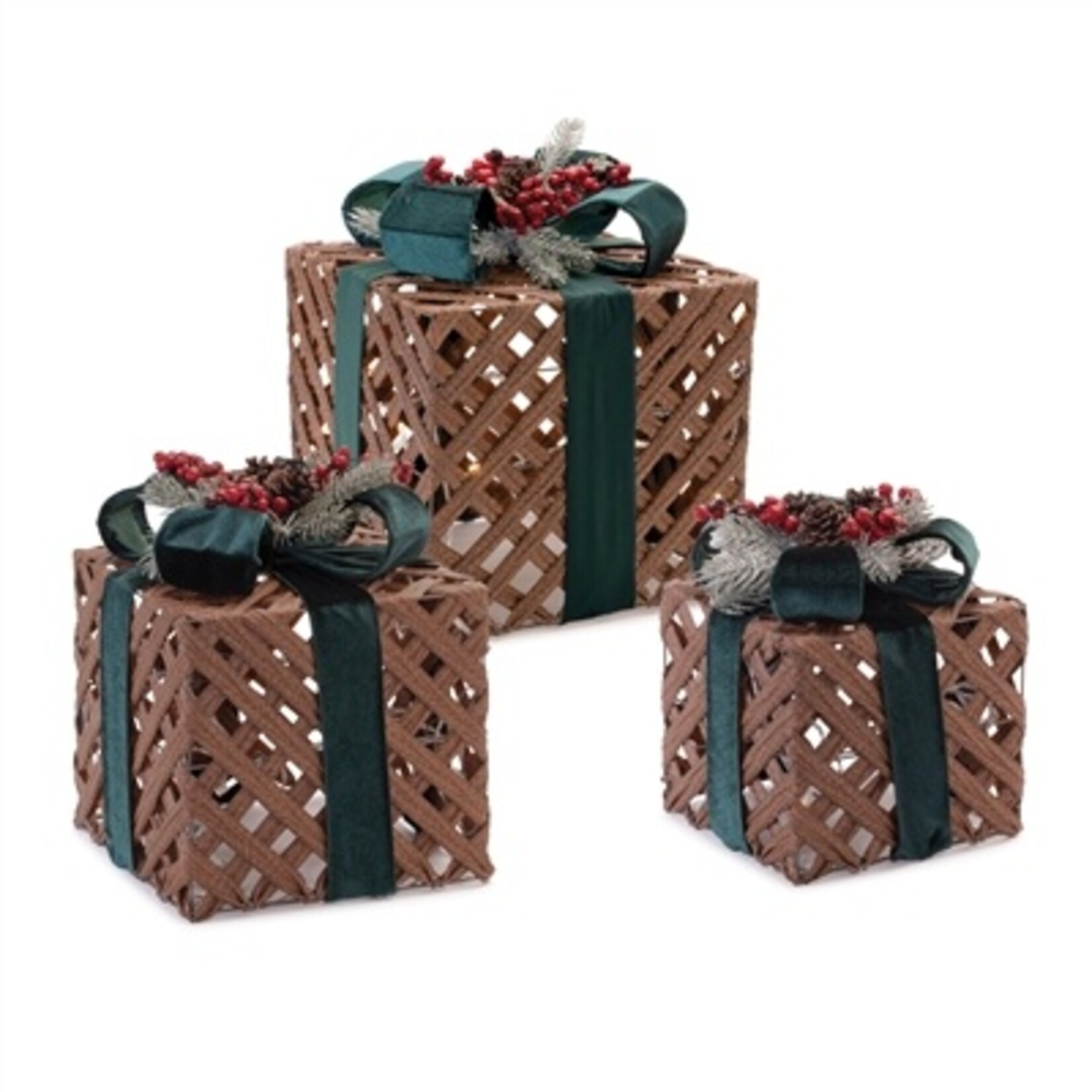Melrose International Christmas Gifts w/ LED Lights (Set of 3)