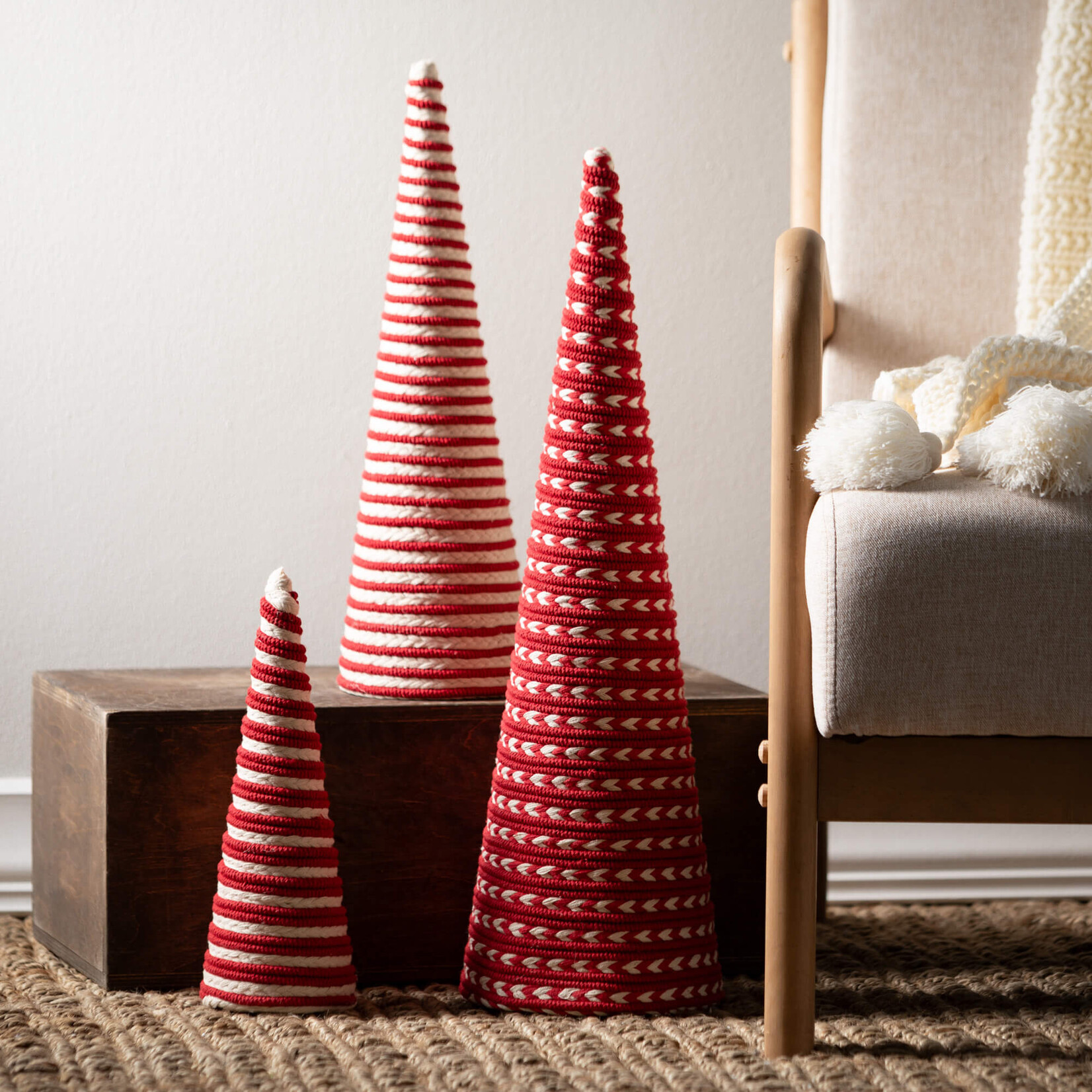 Sullivans Candy Striped Cone Trees (Set of 3)