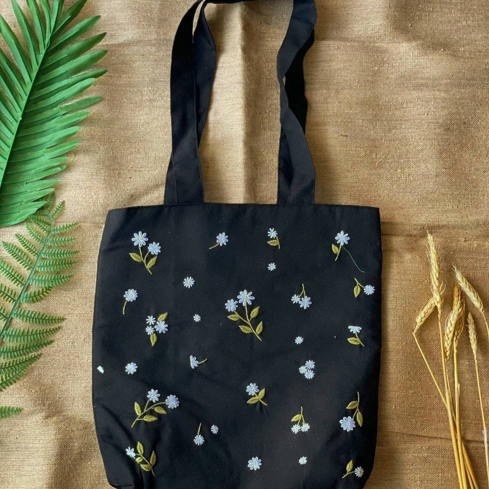 Quince Fables Embroidered Linen Tote Bags