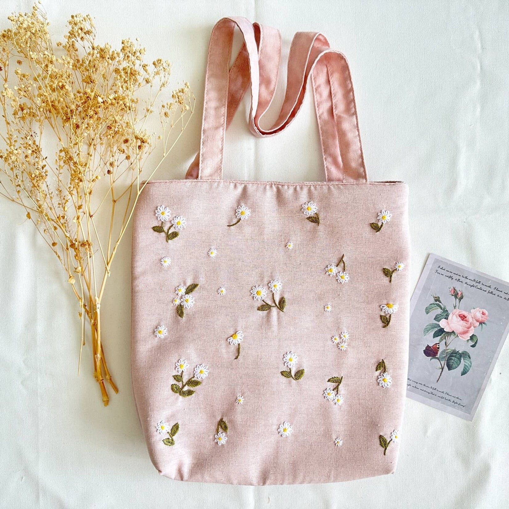 Quince Fables Embroidered Linen Tote Bags
