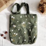 Quince Fables Embroidered Linen Tote Bags