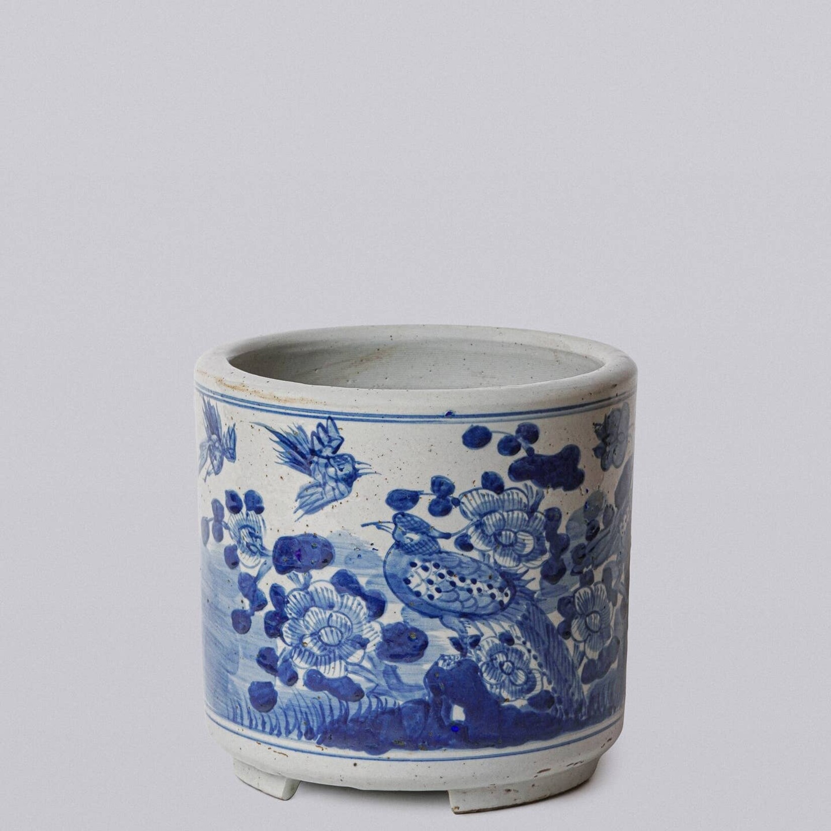 Cobalt Guild Bird & Flower Footed Cachepot