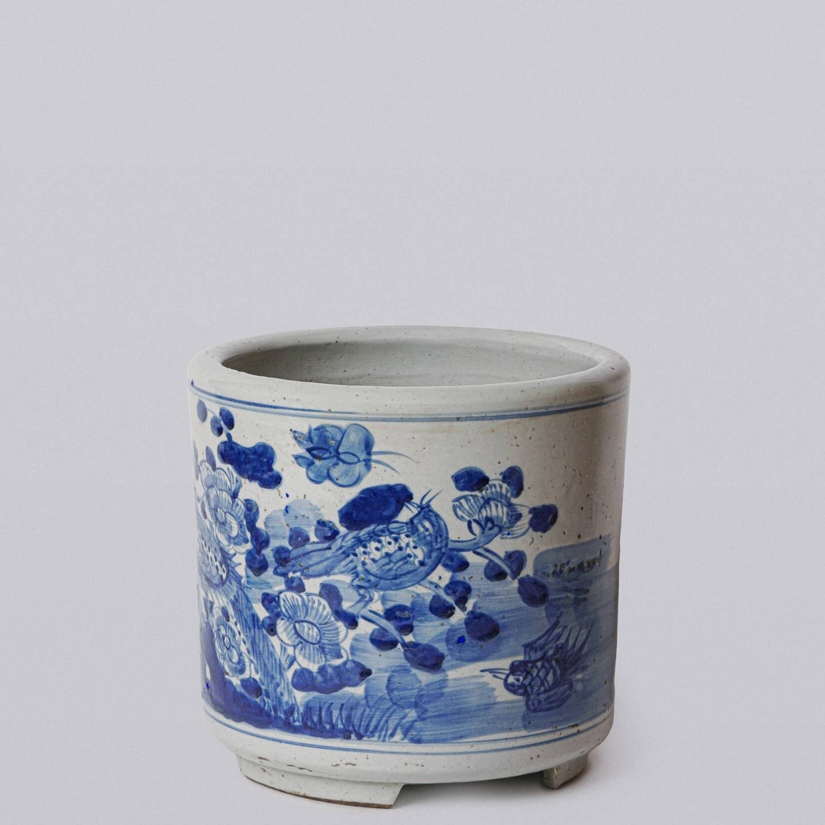 Cobalt Guild Bird & Flower Footed Cachepot