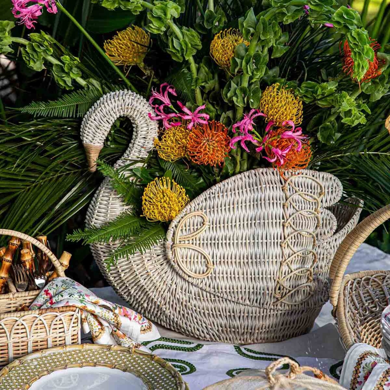 Juliska Provence Rattan Swan Basket