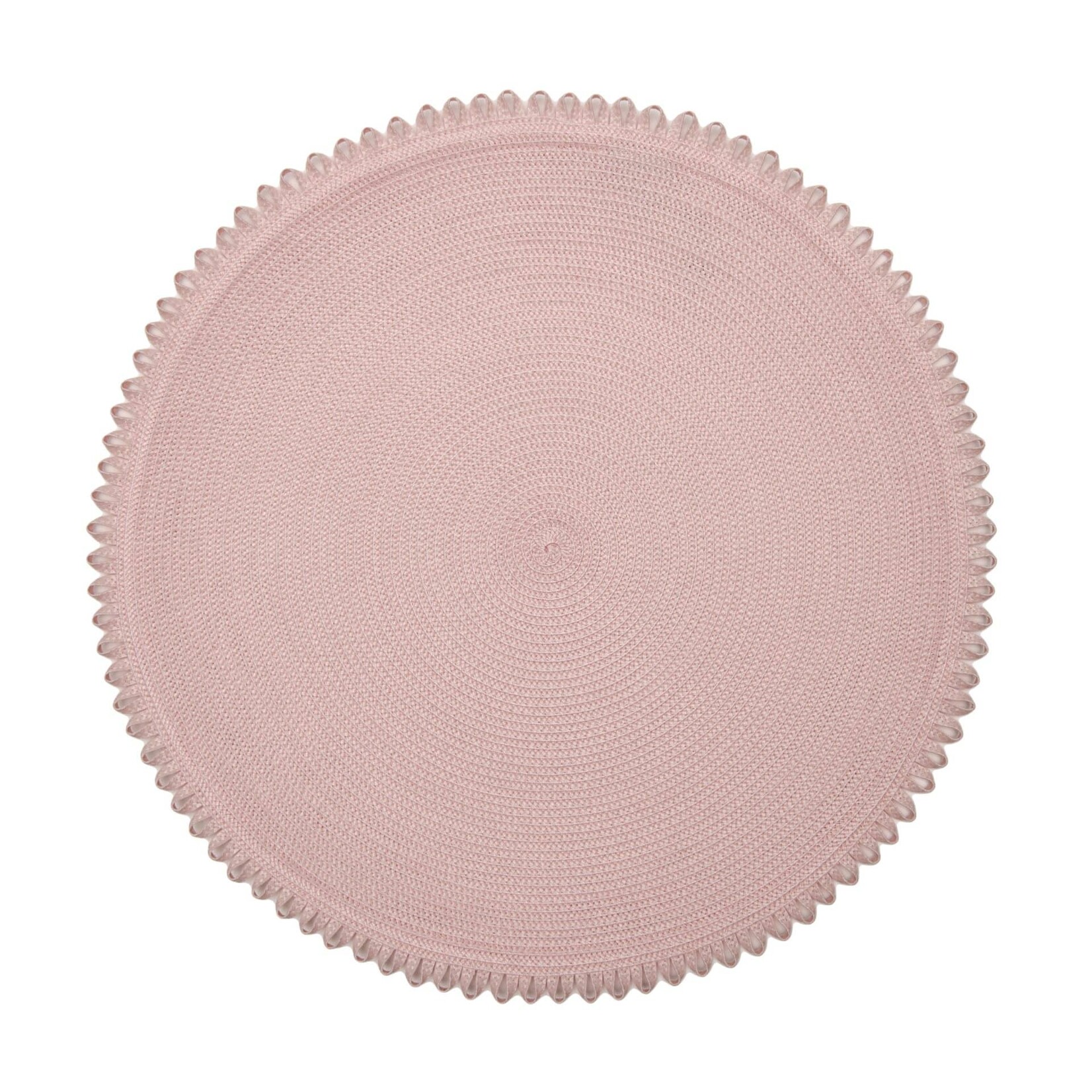 Deborah Rhodes Braided Placemat in Round with Looped Edge (Set of 4) Blush