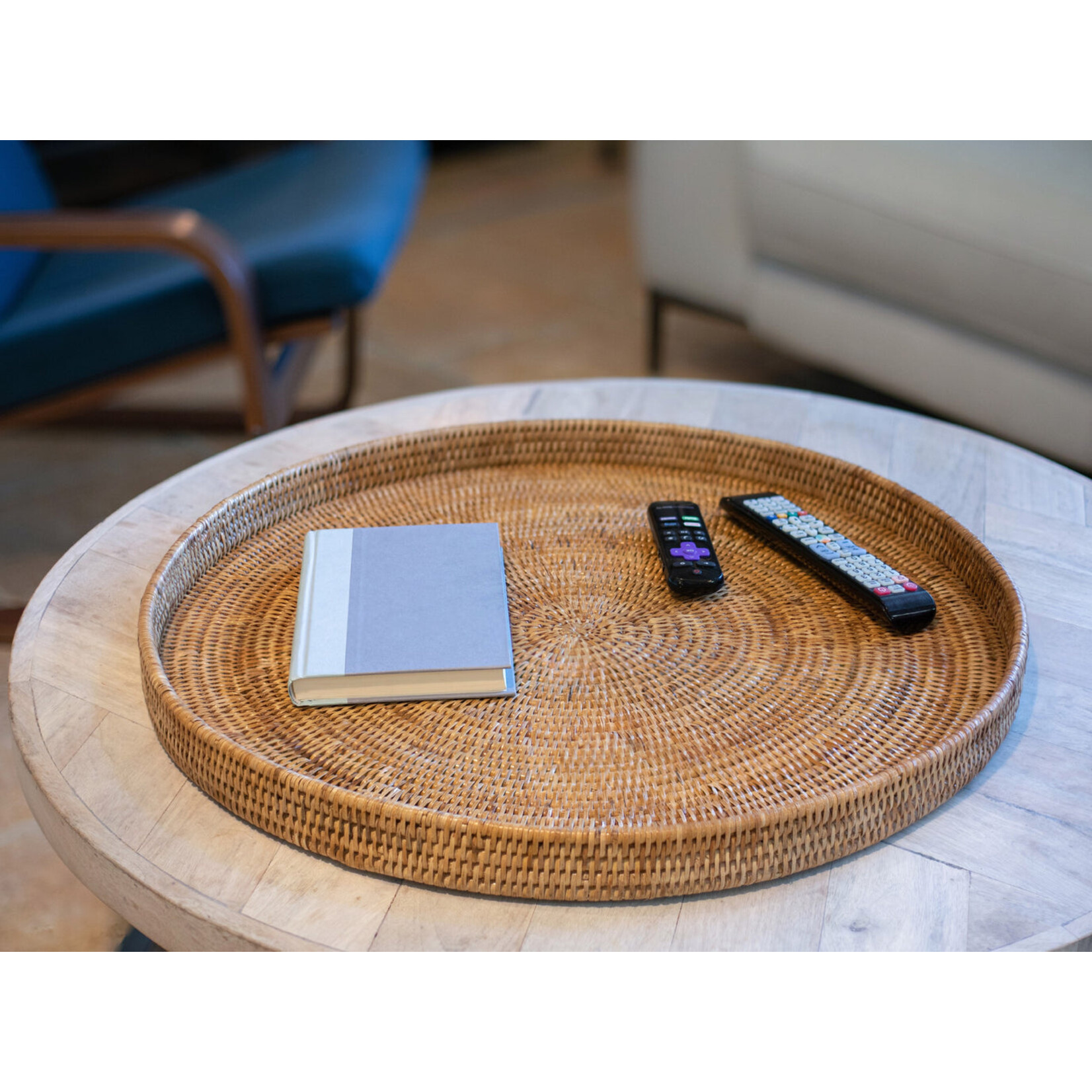Artifacts Trading Company Rattan Round Ottoman Trays