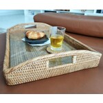 Artifacts Trading Company Rattan Rectangle Tray with Glass Insert