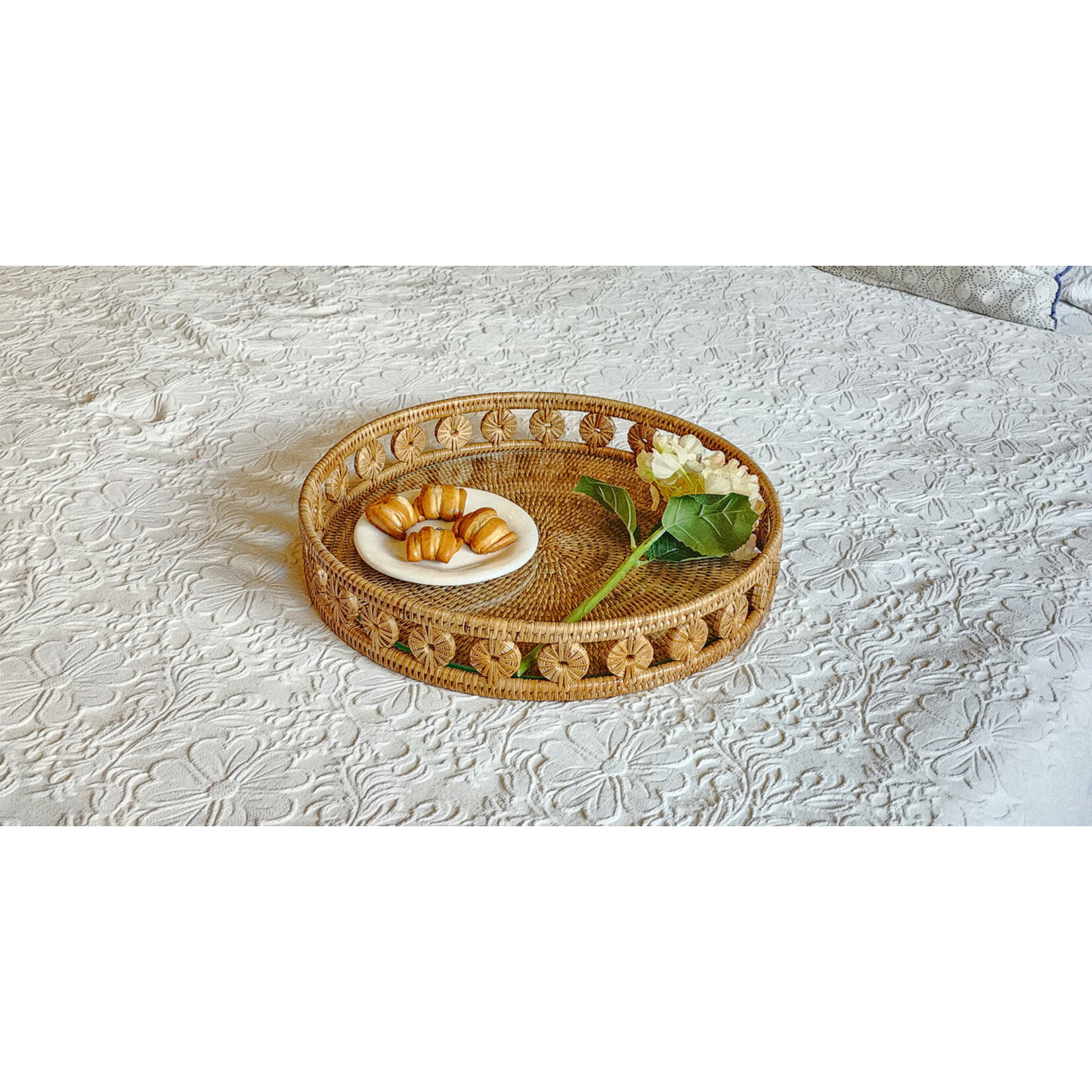 Artifacts Trading Company Rattan Design Round Ottoman Trays