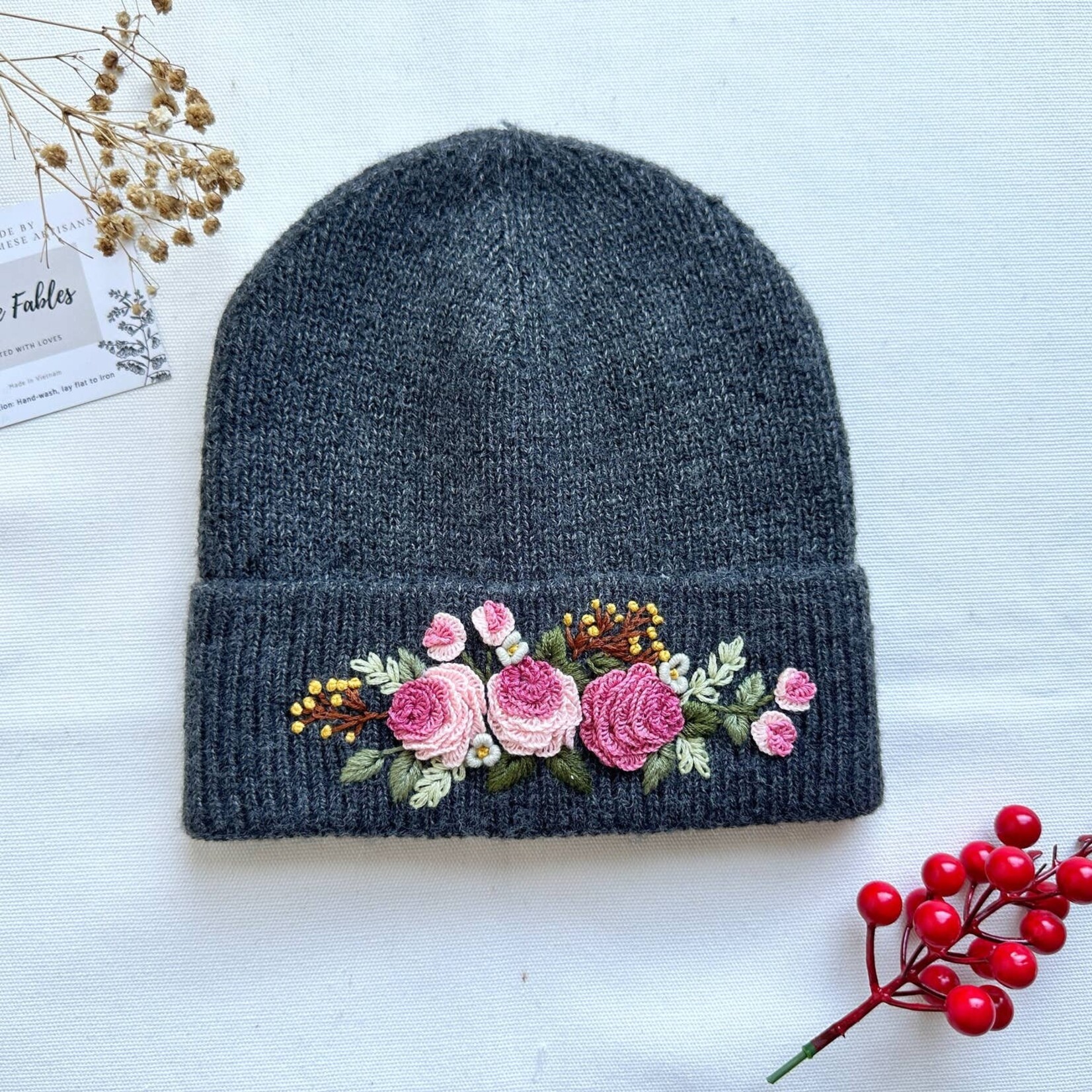 Quince Fables Embroidered Beanies