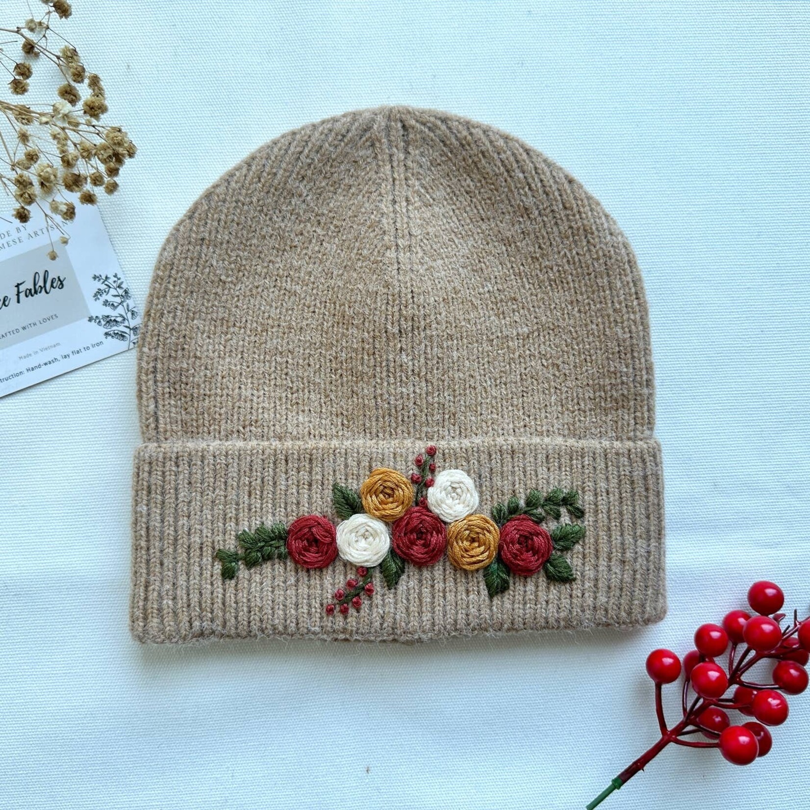 Quince Fables Embroidered Beanies