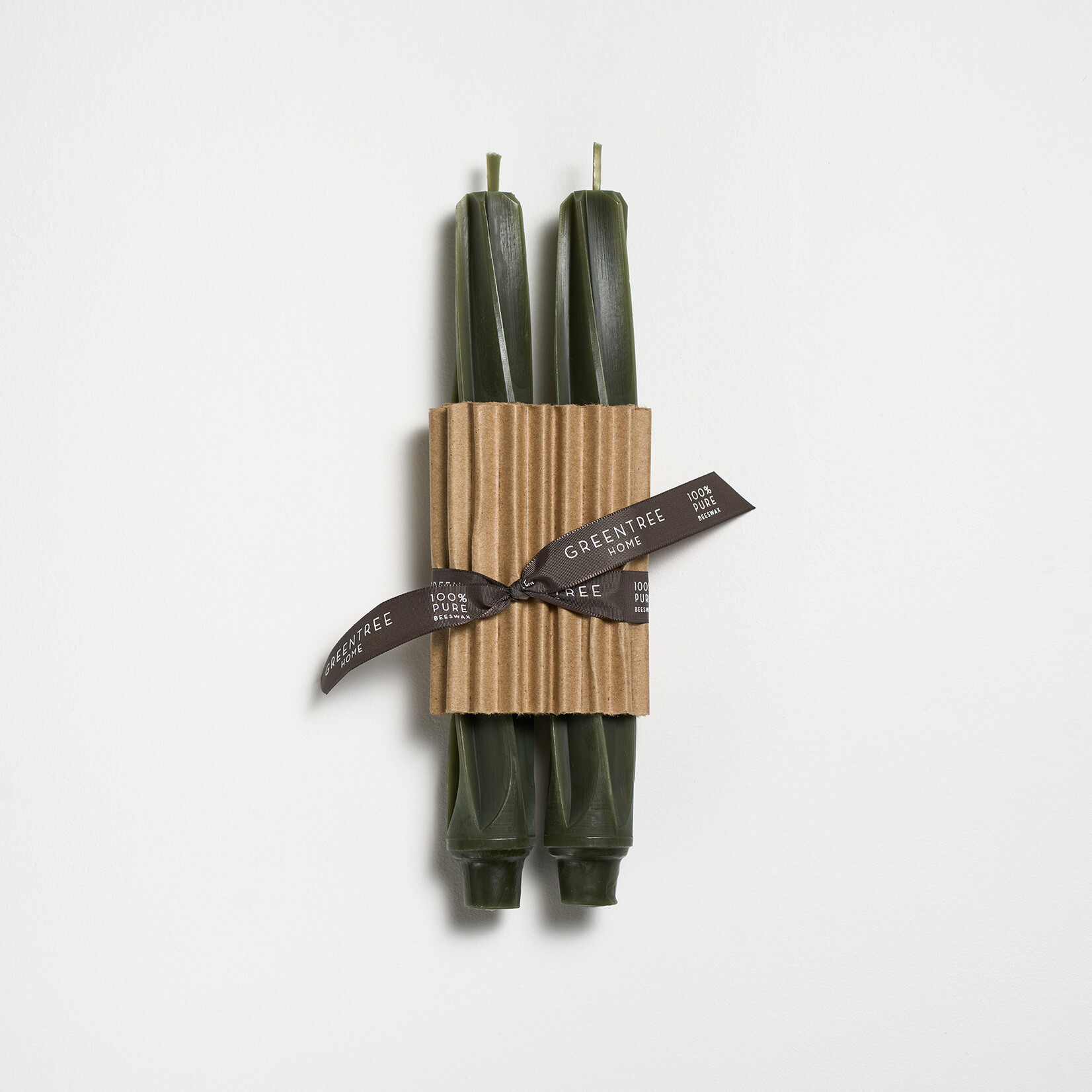 Green Tree Home Twist Taper Candles (Set of 2) - 9"