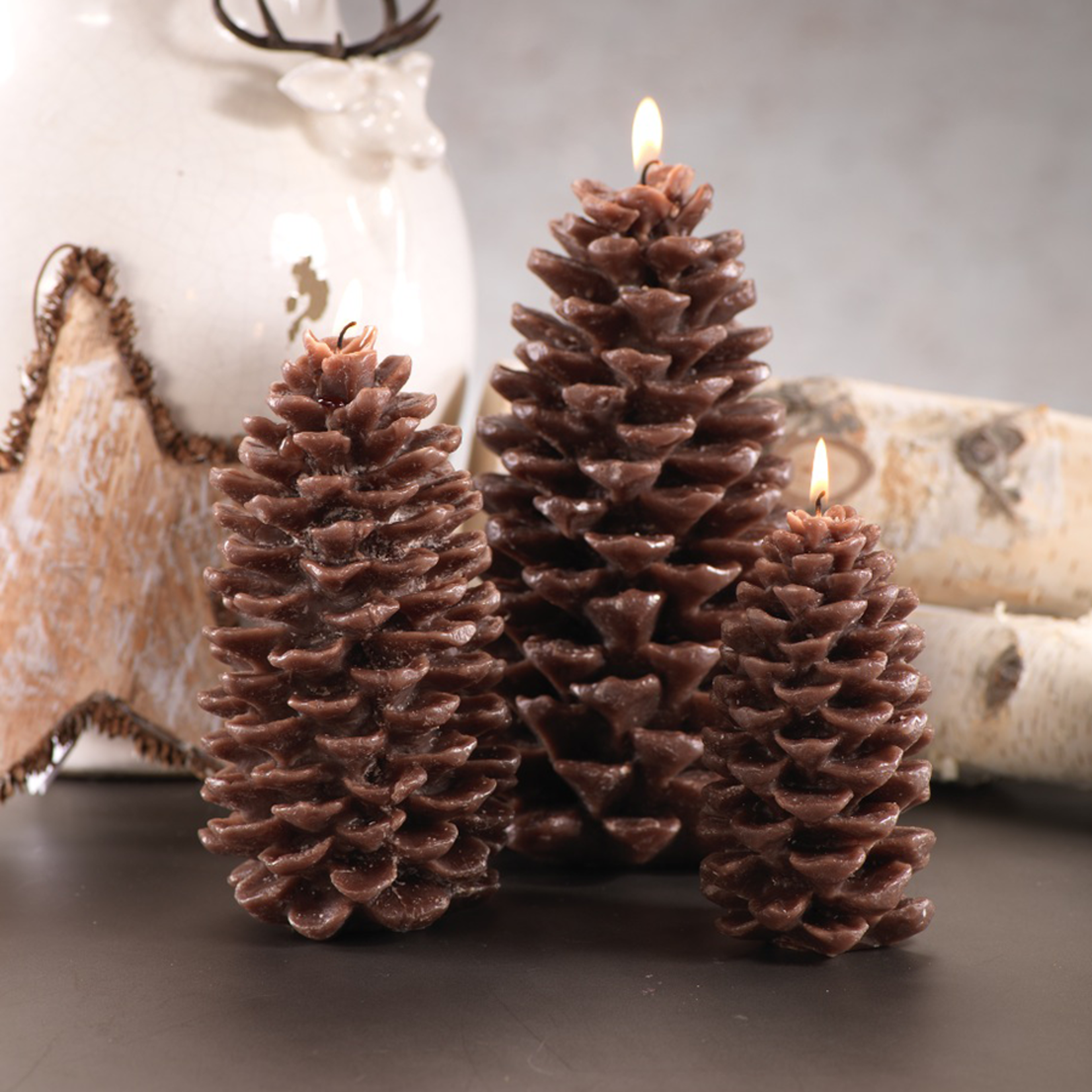 Zodax Pine Cone Candles in Brown