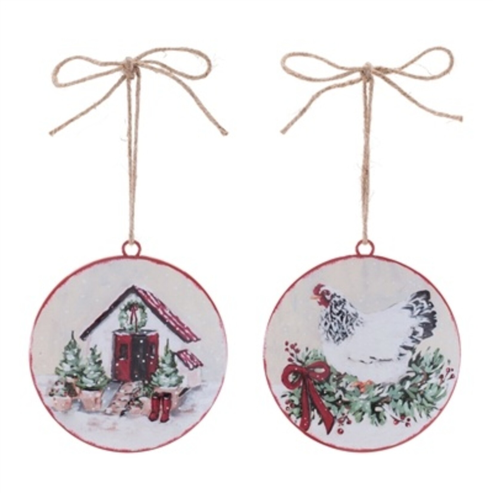 Melrose International Farm Disc 2-Sided Ornaments