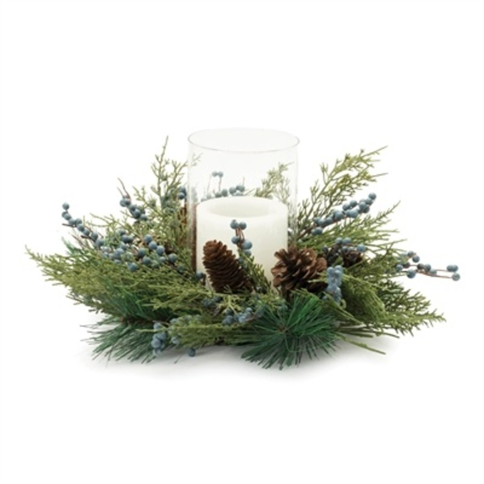 Melrose International Mixed Pine Candle Holder w/ Glass