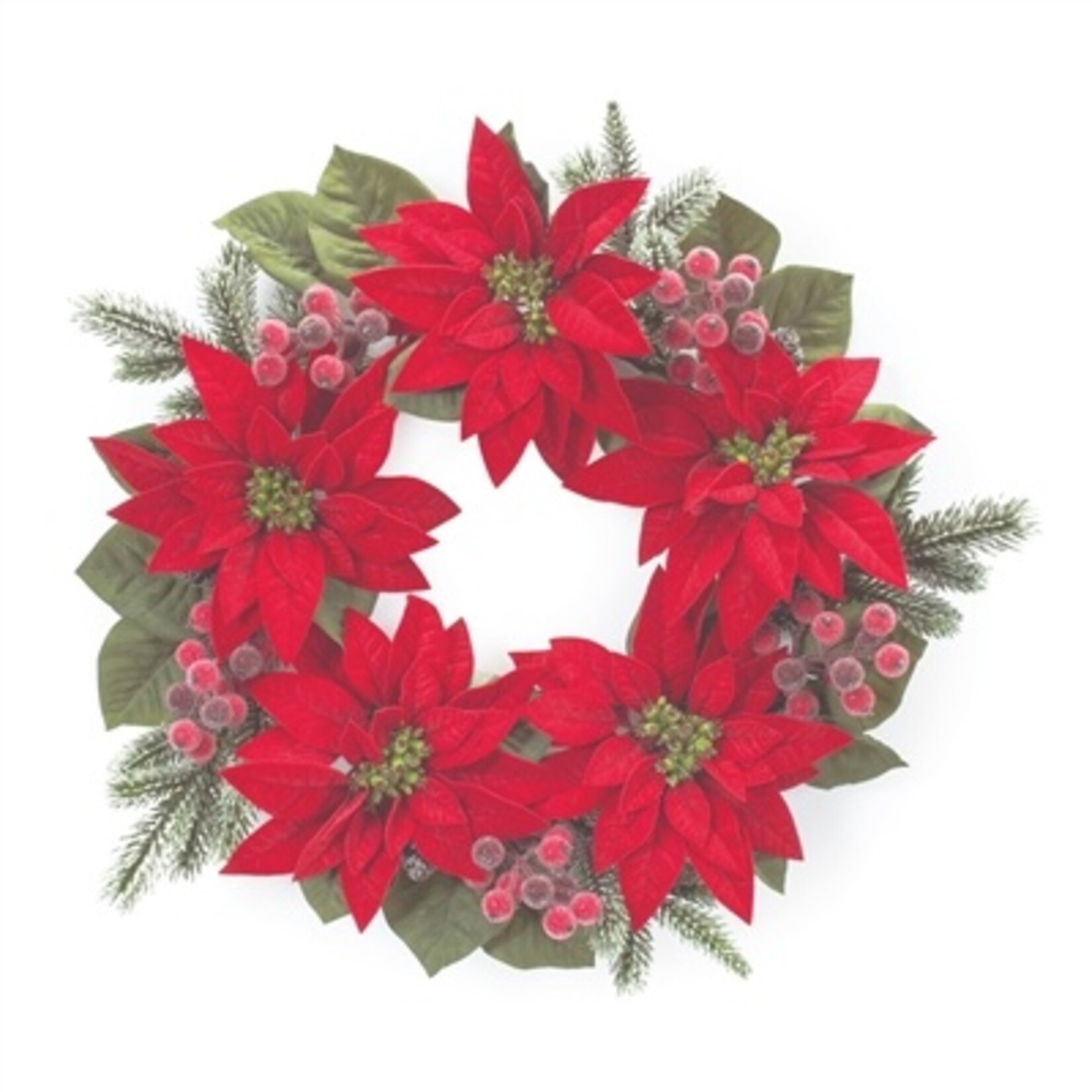 Melrose International Poinsettia & Pine Wreath - 24"