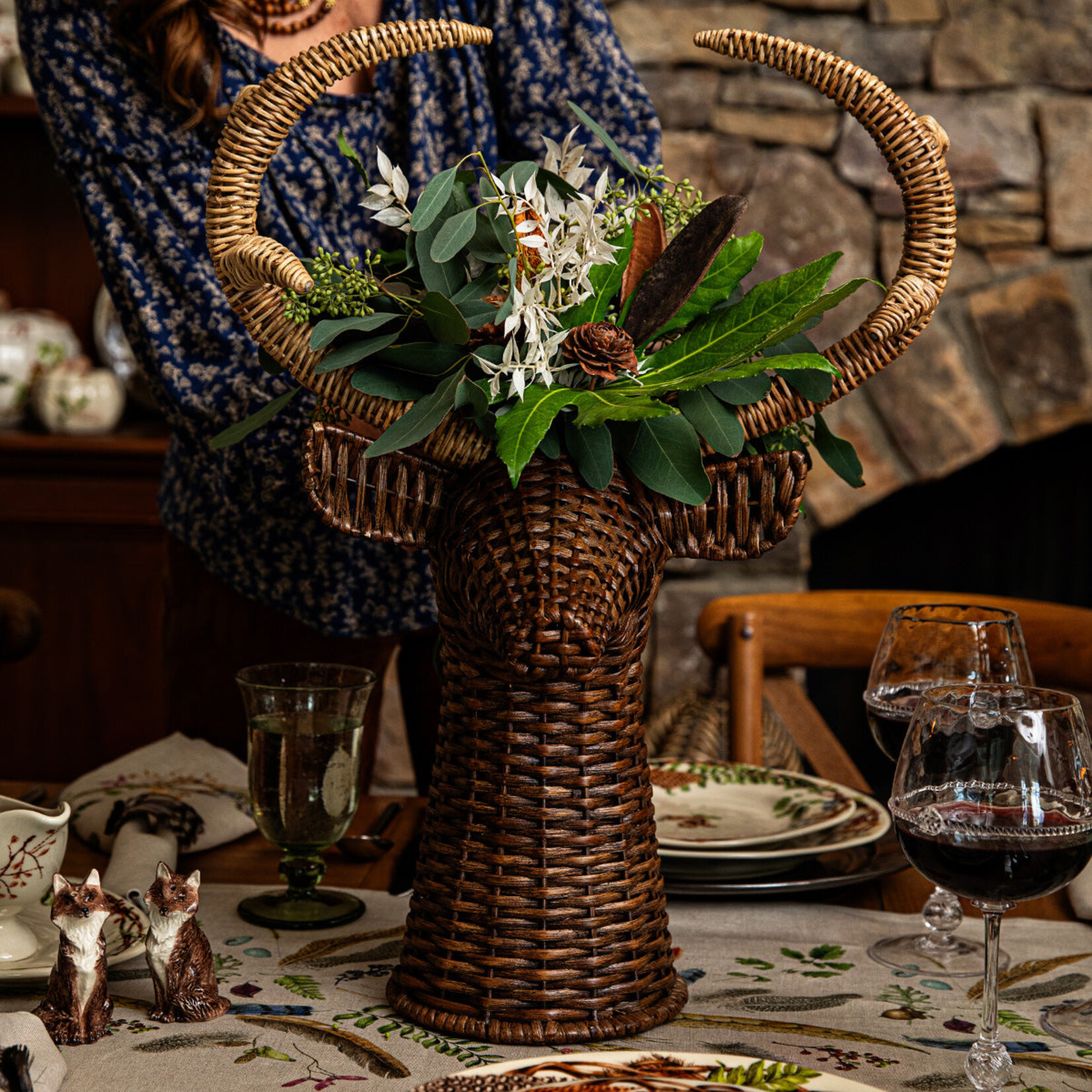 Juliska Devon Willow Rattan Stag Vase