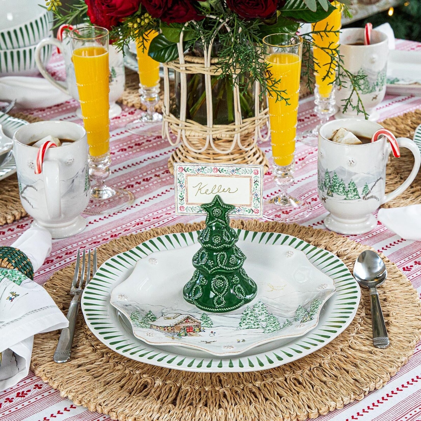 Juliska Berry & Thread Tree Place Card Holder in Basil (Set of 4)