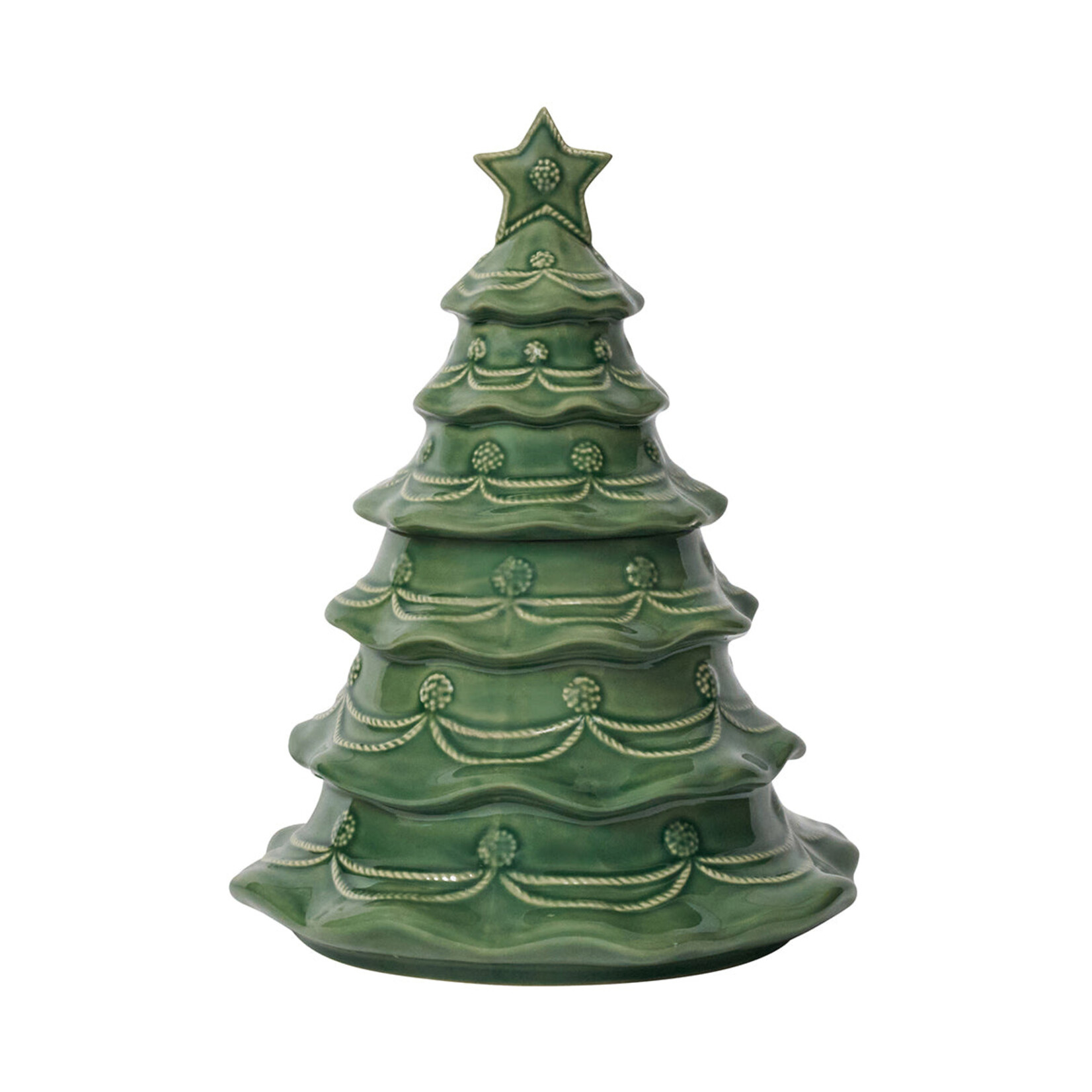 Juliska Berry & Thread Christmas Tree Cookie Jar With Lid in Basil