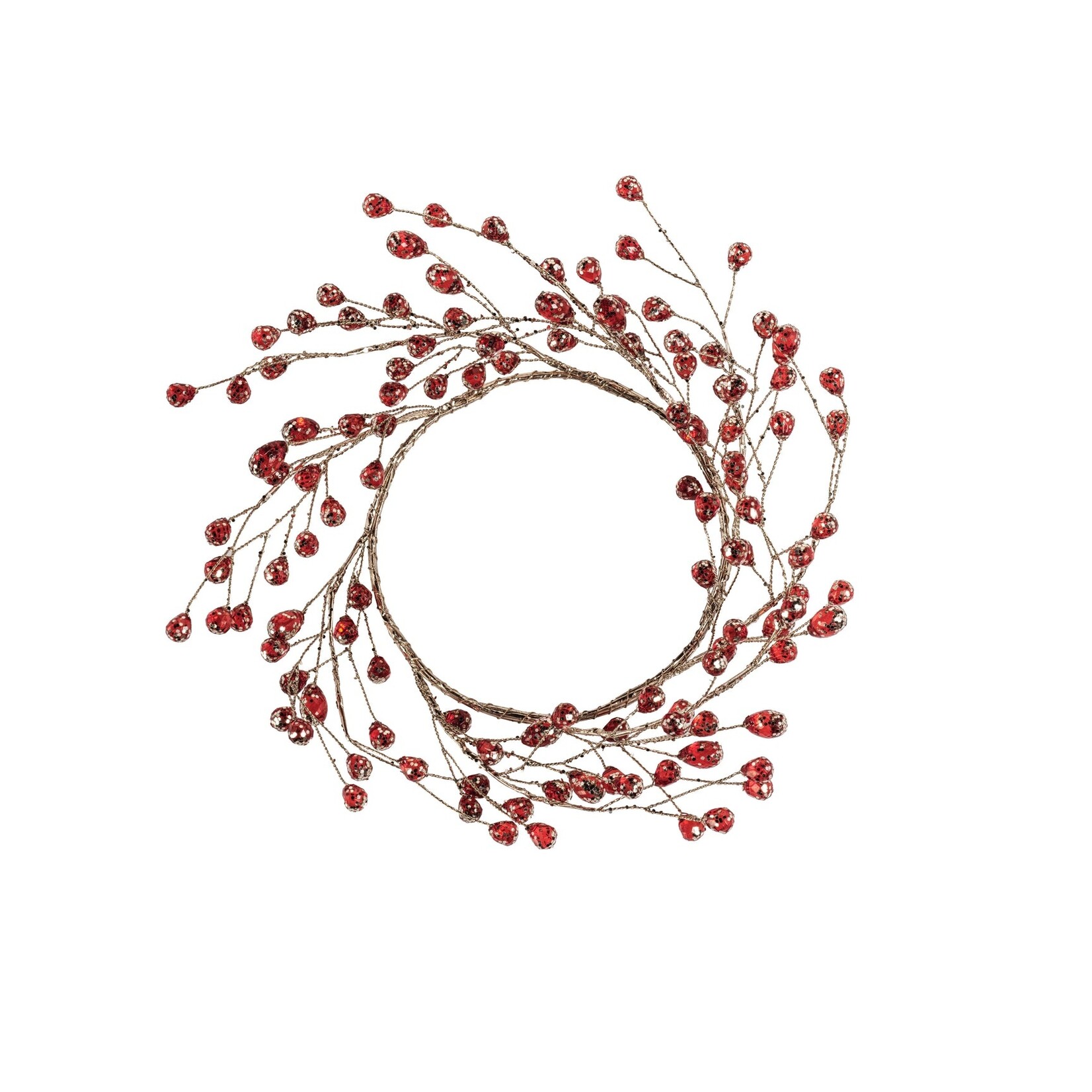 Zodax Beaded Glass Berry Wreath in Red & Gold