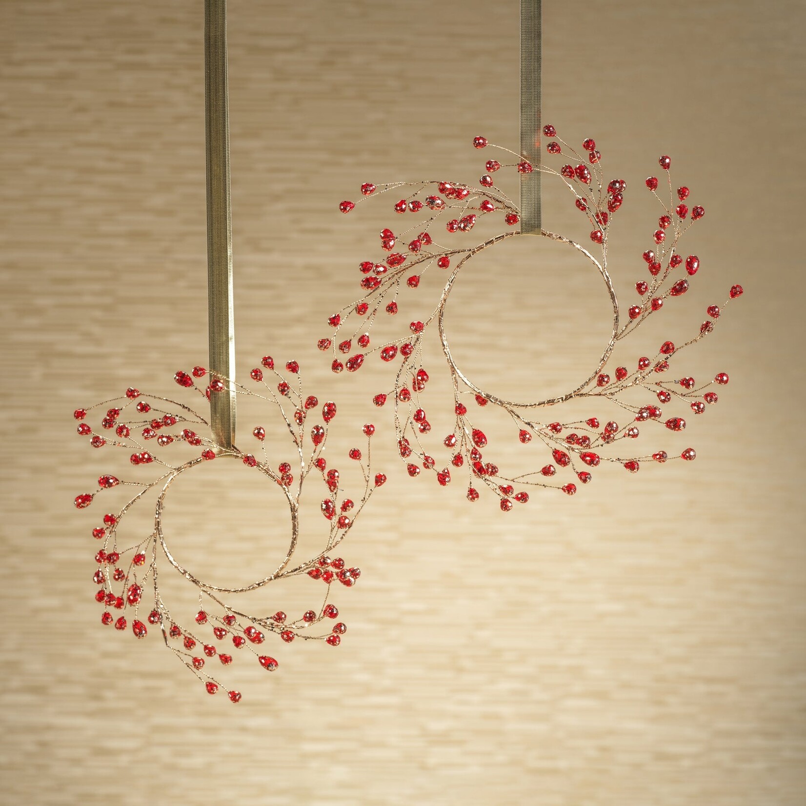 Zodax Beaded Glass Berry Wreath in Red & Gold