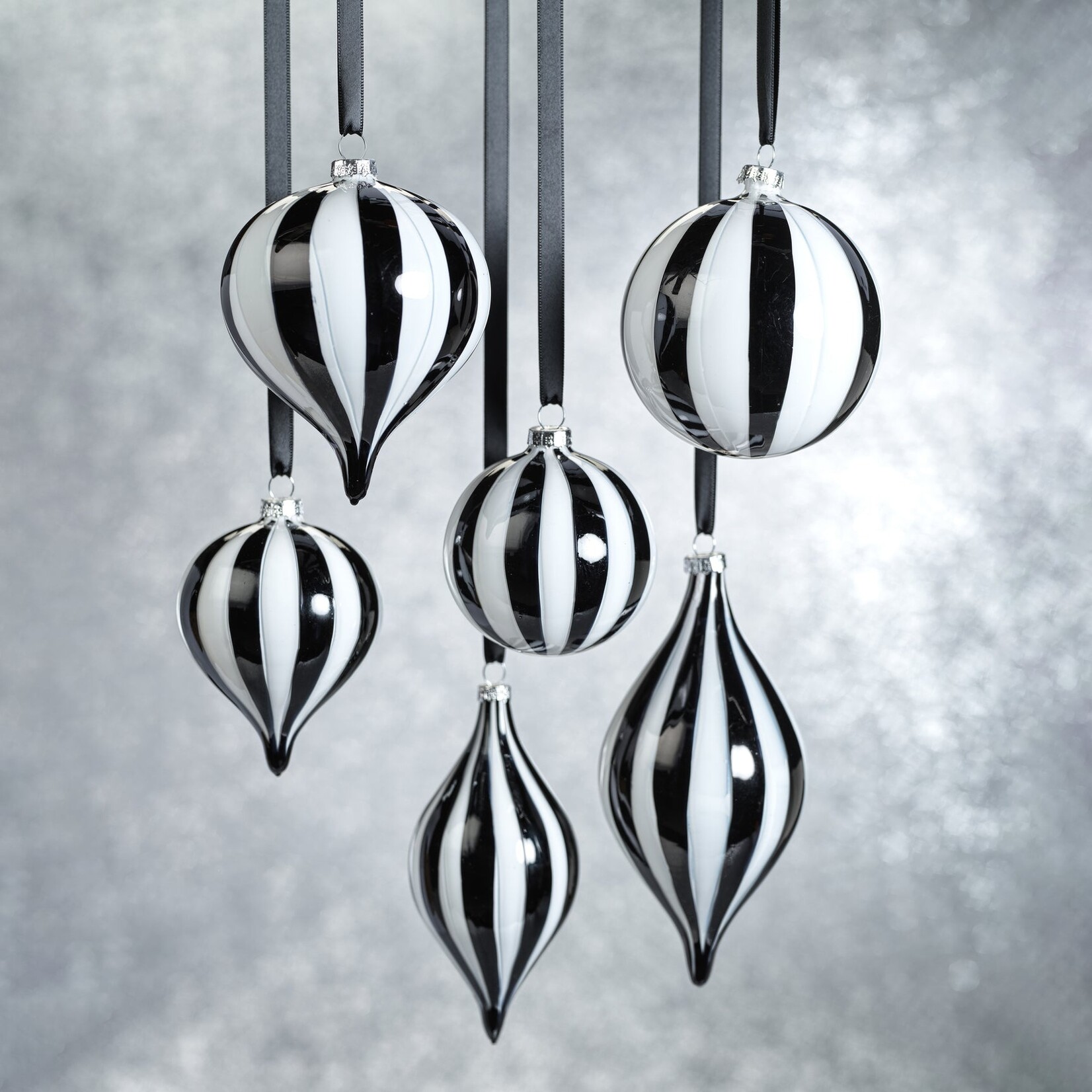 Zodax Twilight Stripe Glass Ornaments