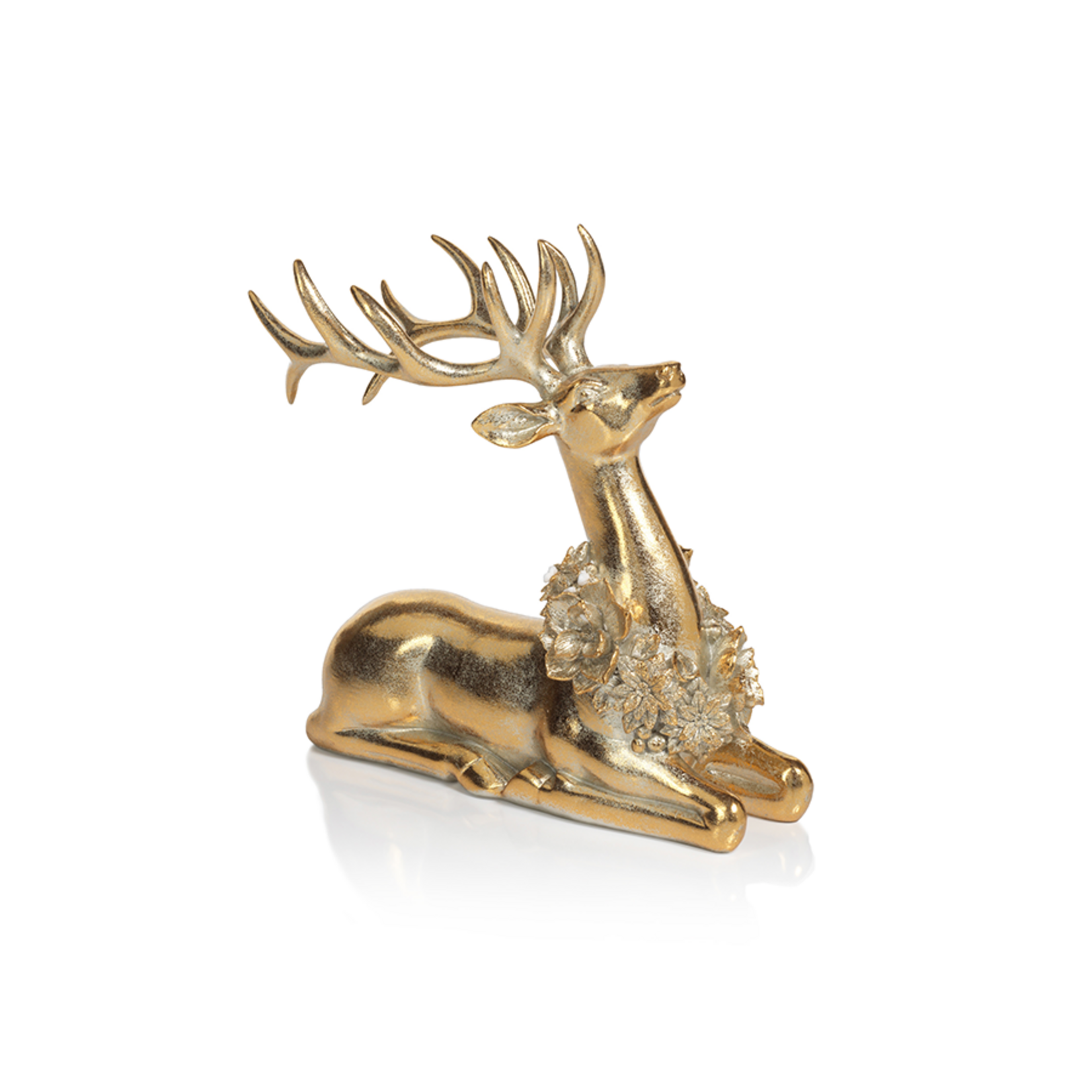 Zodax Golden Deer with Floral Wreath