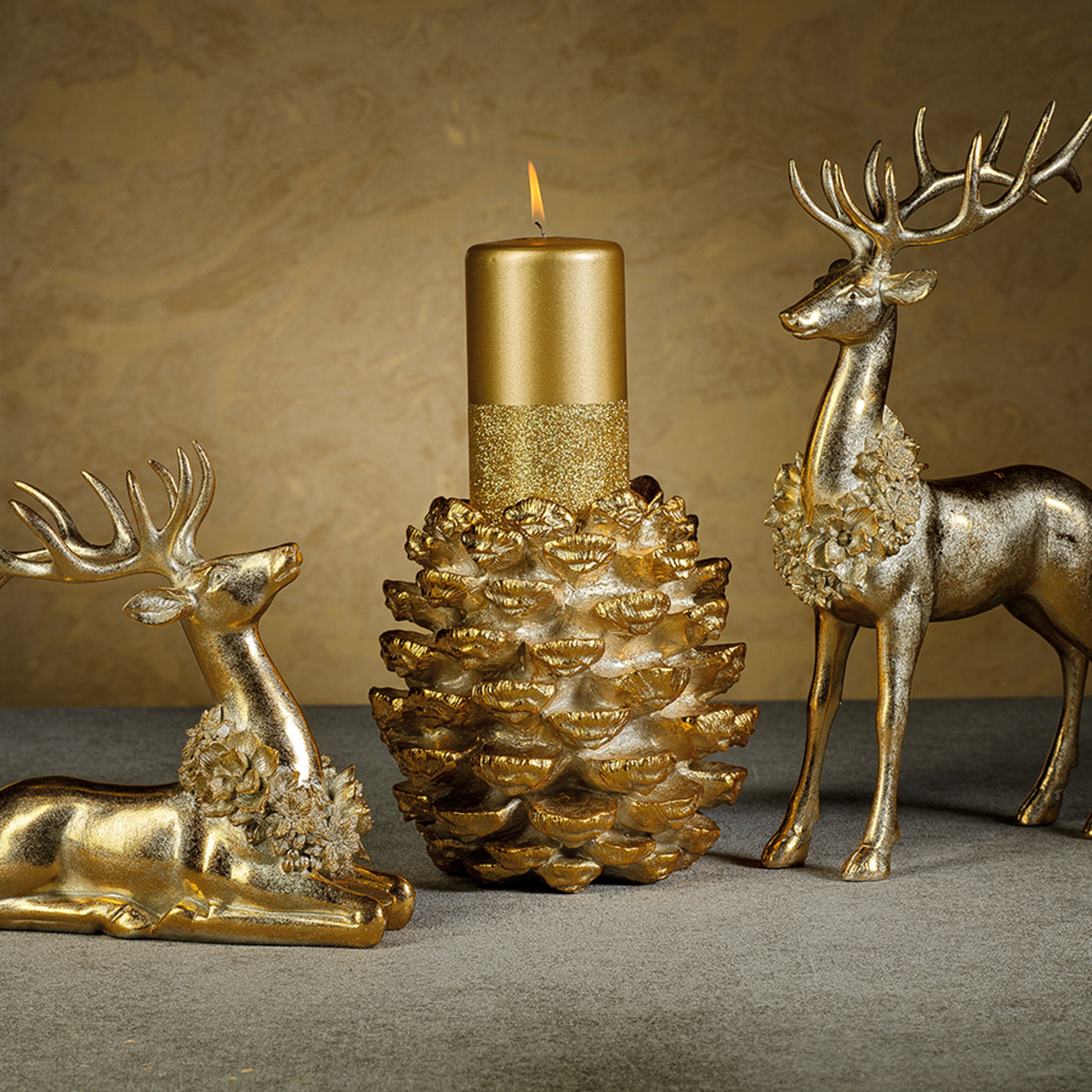 Zodax Golden Deer with Floral Wreath