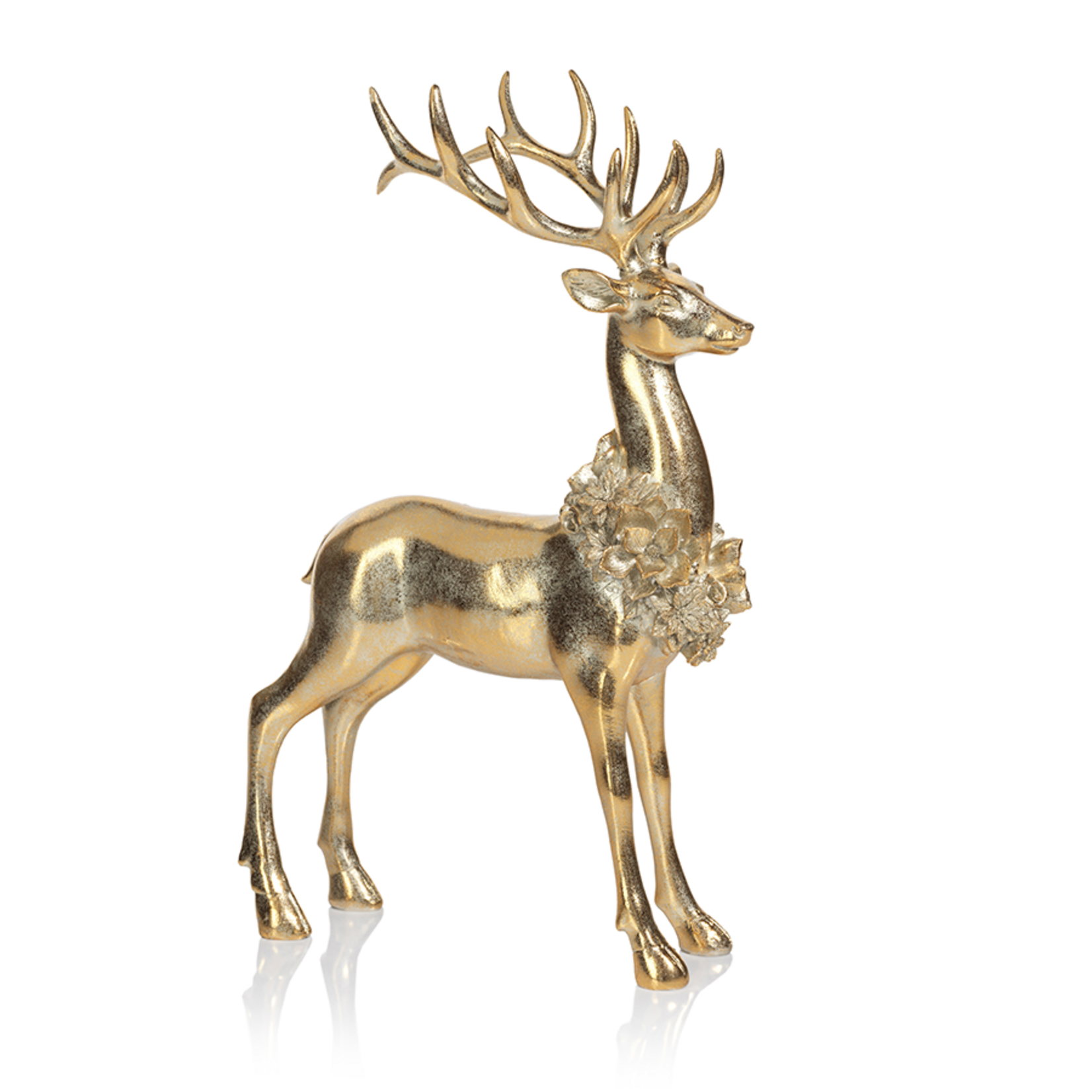 Zodax Golden Deer with Floral Wreath