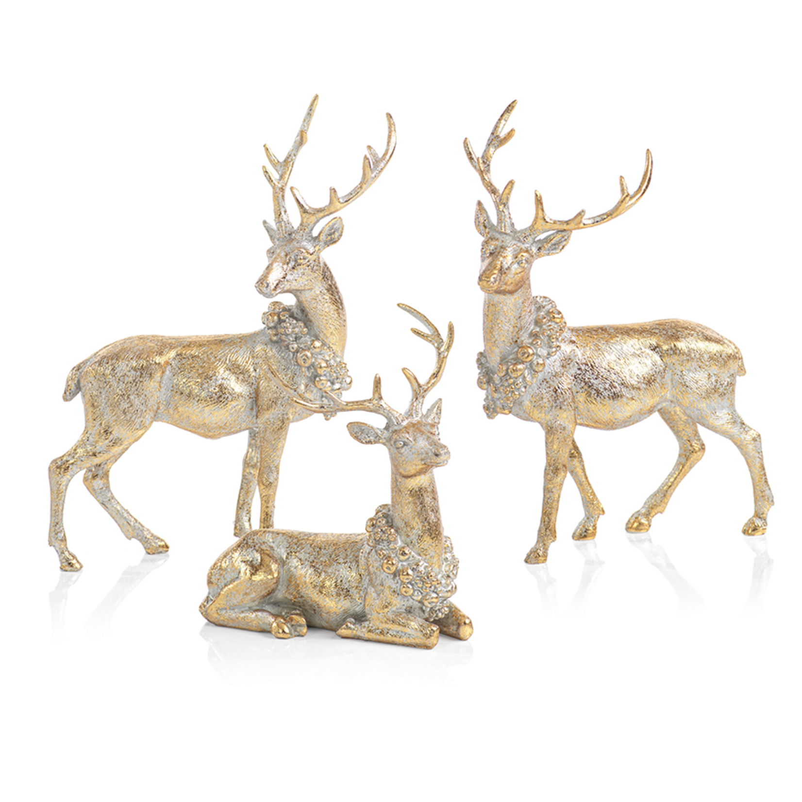 Zodax Golden Deer with Floral Wreath