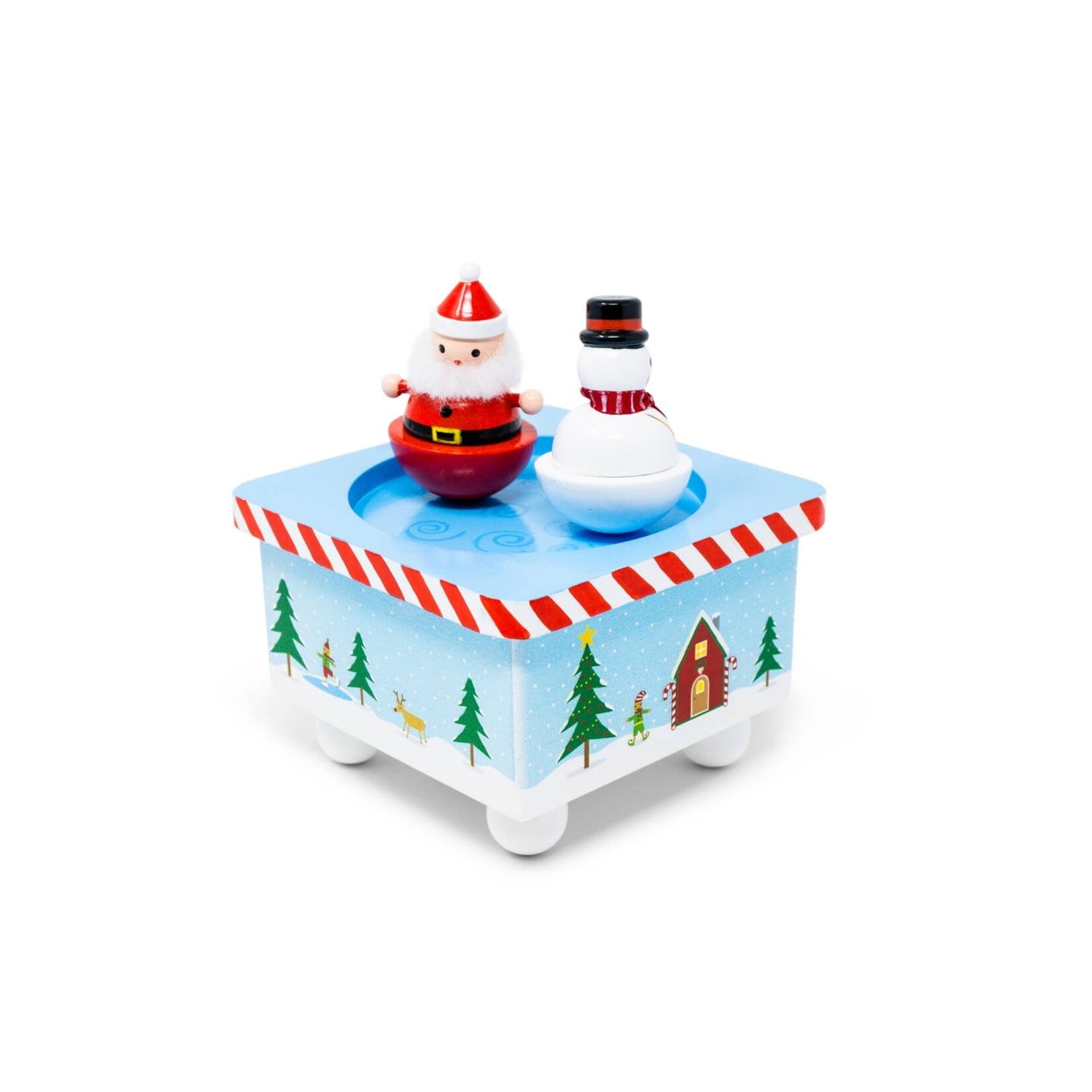 Jack Rabbit Creations Dancing Santa & Frosty Christmas Music Box