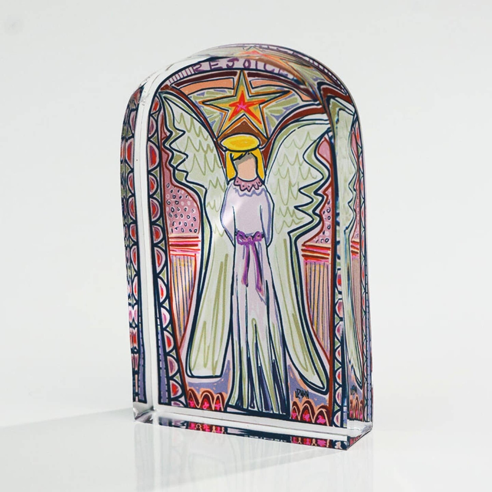 Lauren Dunn Pink Stained Glass Acrylic Angel