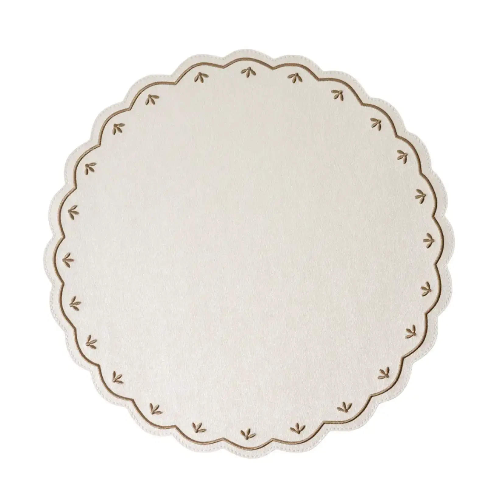 Deborah Rhodes Colette Embroidered Round Scallop Placemats (Set of 4)