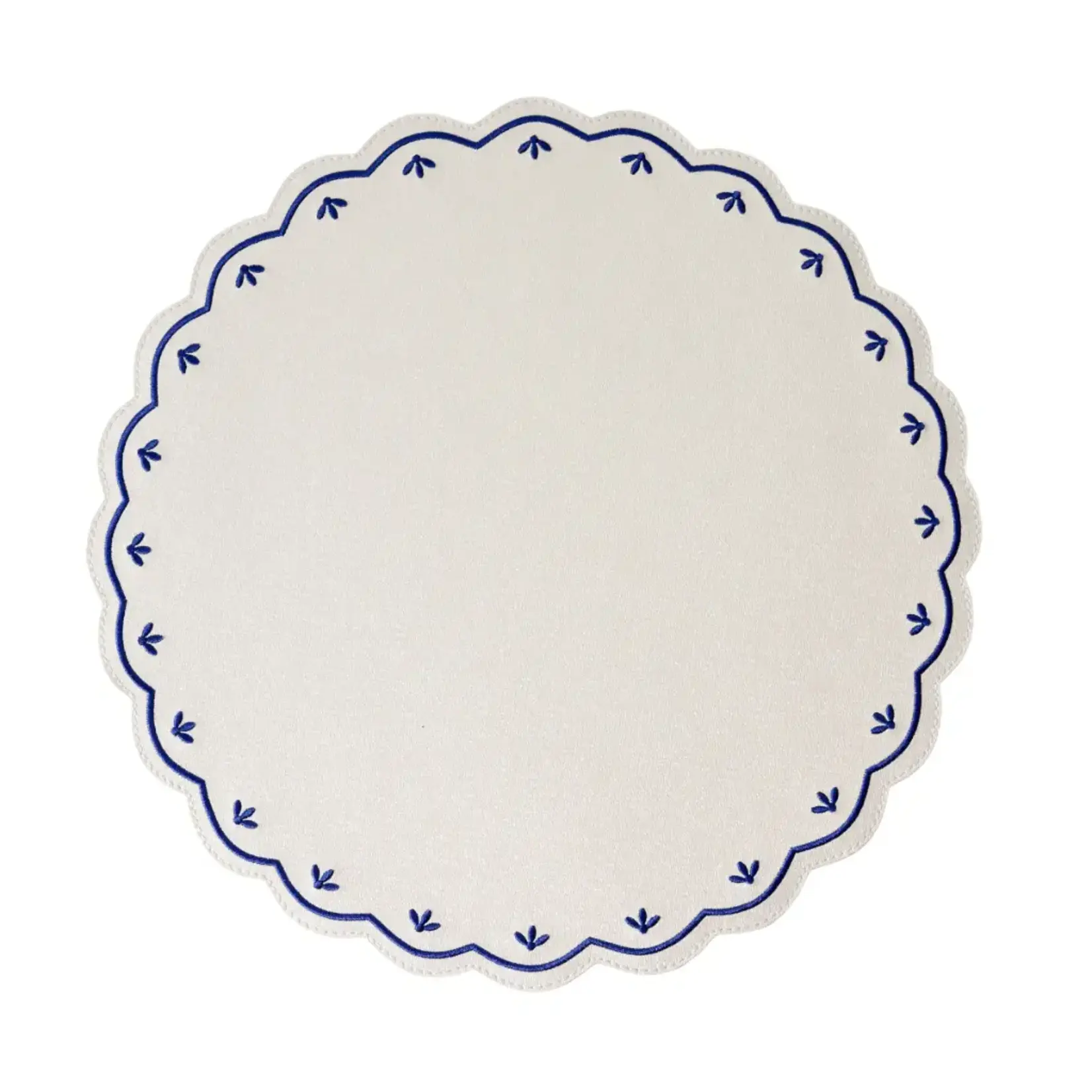 Deborah Rhodes Colette Embroidered Round Scallop Placemats (Set of 4)