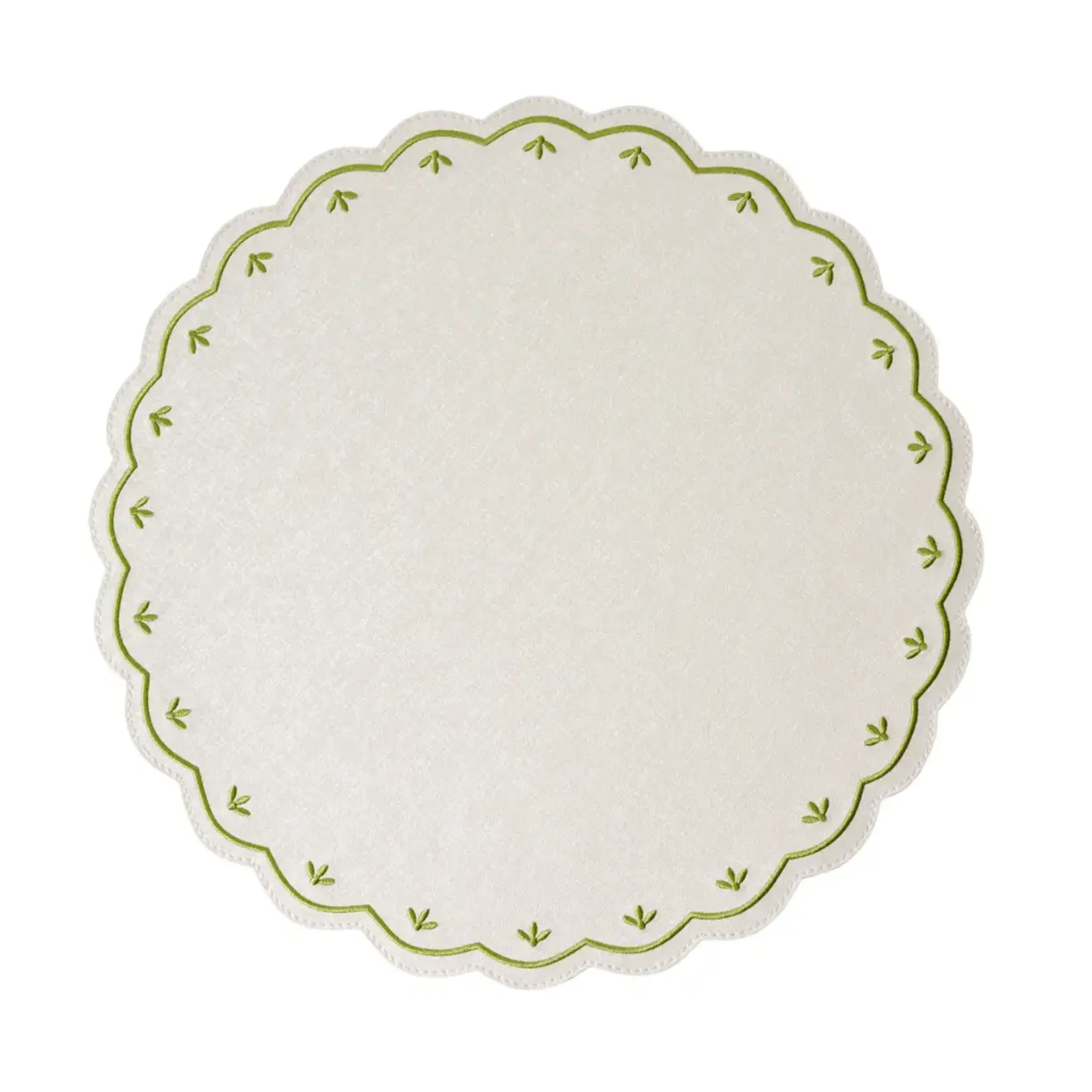 Deborah Rhodes Colette Embroidered Round Scallop Placemats (Set of 4)