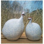 Les Céramiques de Lussan Guinea Fowl White Spotted Lavender Blue Medium