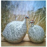 Les Céramiques de Lussan Guinea Fowl White Spotted Duck Green