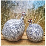 Les Céramiques de Lussan Guinea Fowl White Spotted Cobalt