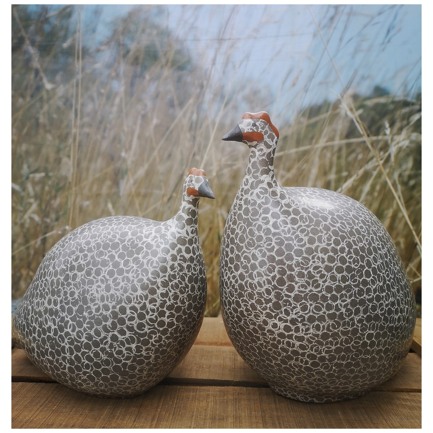 Les Céramiques de Lussan Guinea Fowl Matte Brown Spotted White Medium