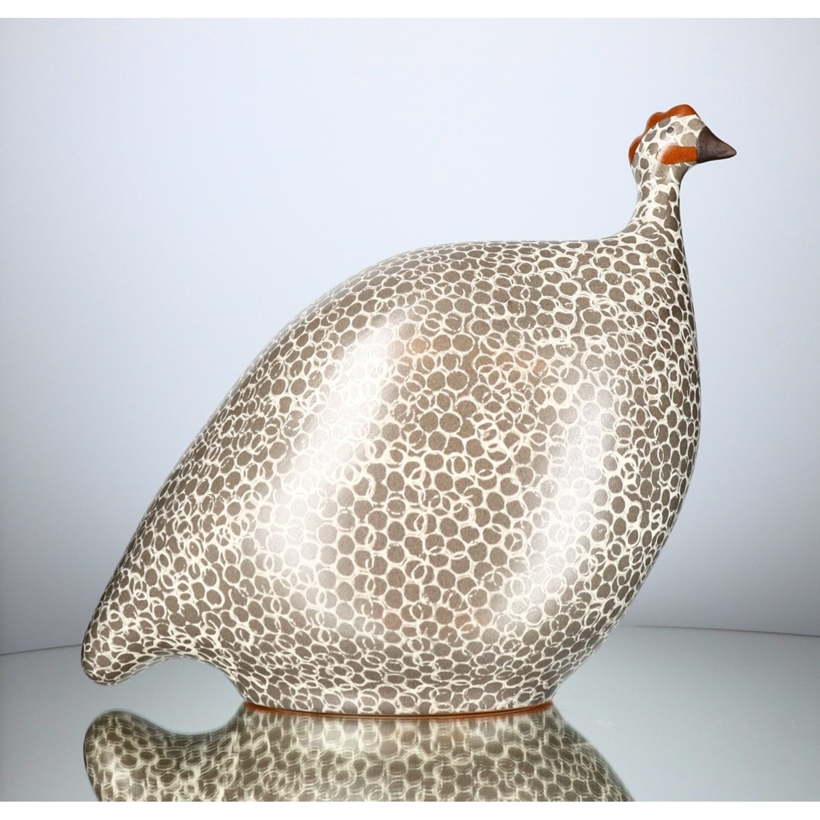 Les Céramiques de Lussan Guinea Fowl Matte Brown Spotted White Medium