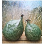 Les Céramiques de Lussan Guinea Fowl Green Spotted Black