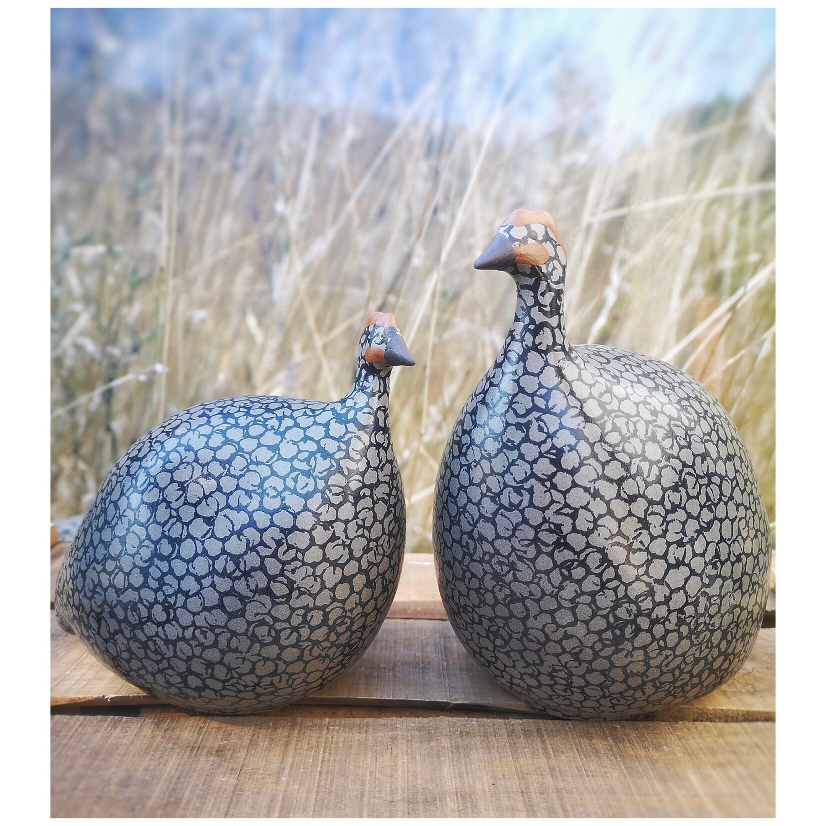 Les Céramiques de Lussan Guinea Fowl Matte Grey Spotted Black Medium