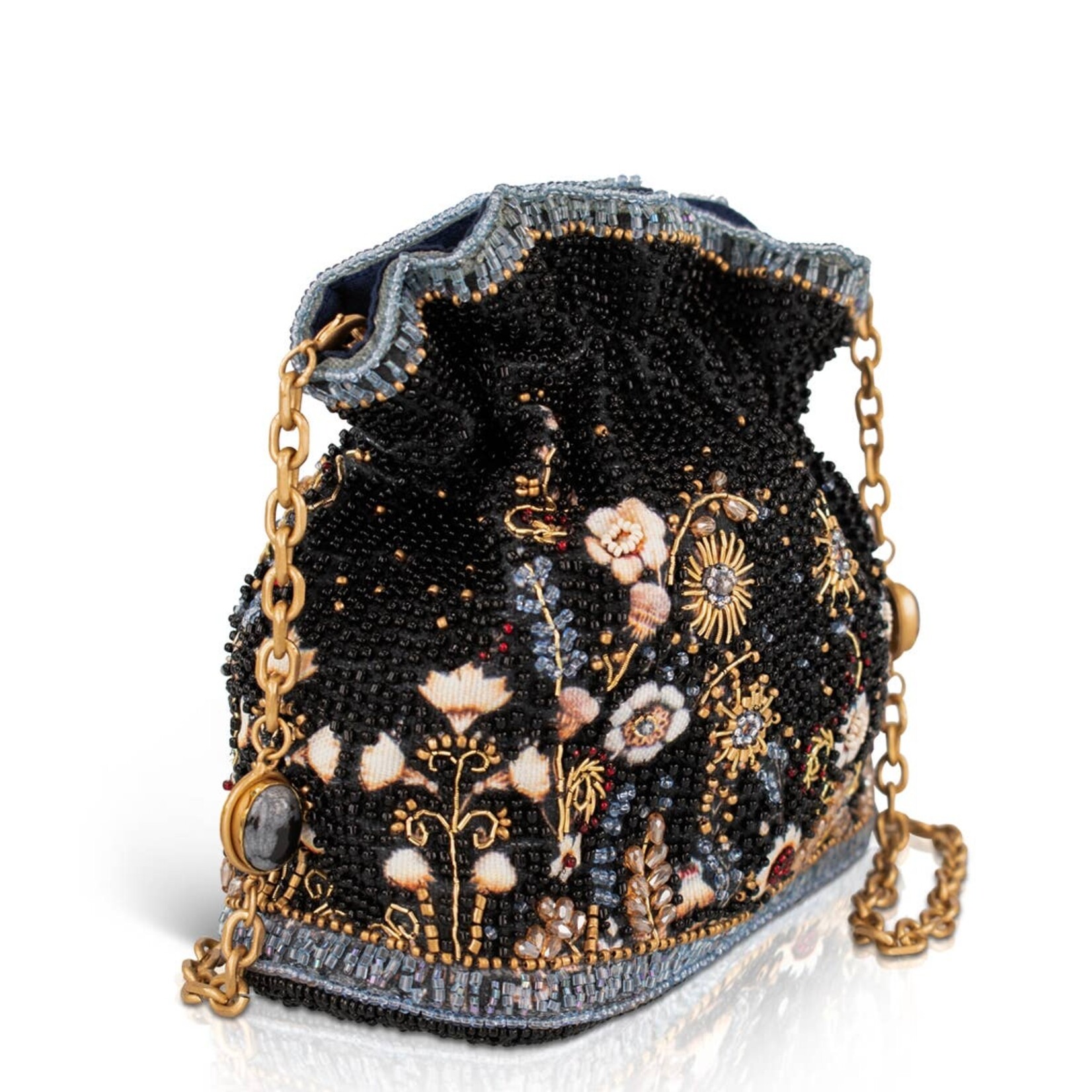 Mary Francis Le Jardin Beaded Floral Crossbody Bucket Bag