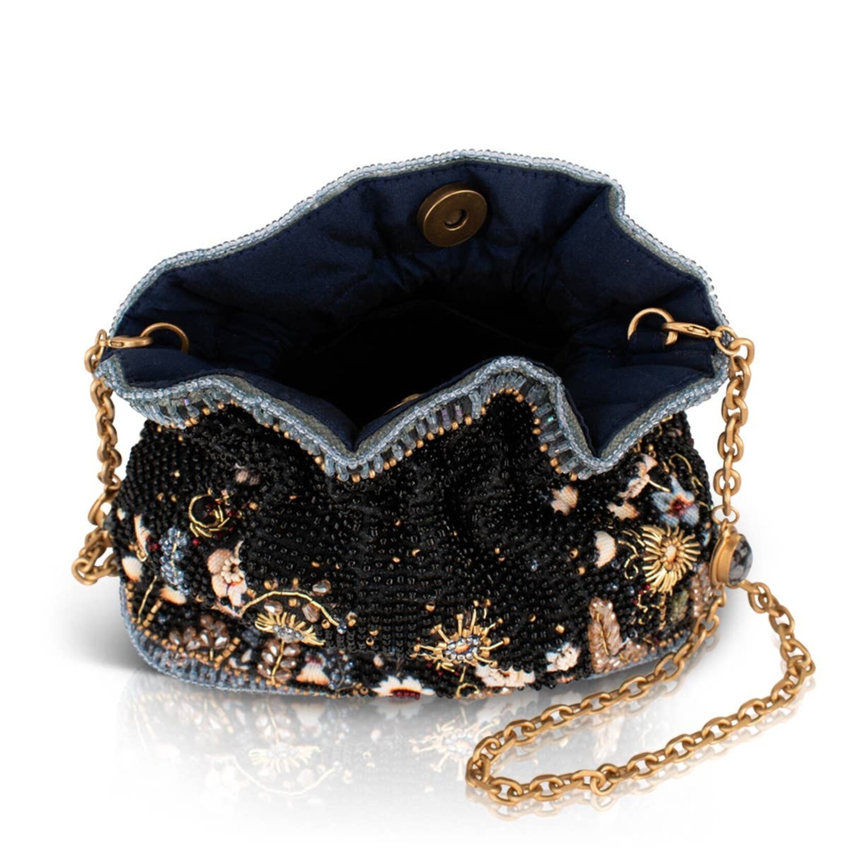 Mary Francis Le Jardin Beaded Floral Crossbody Bucket Bag