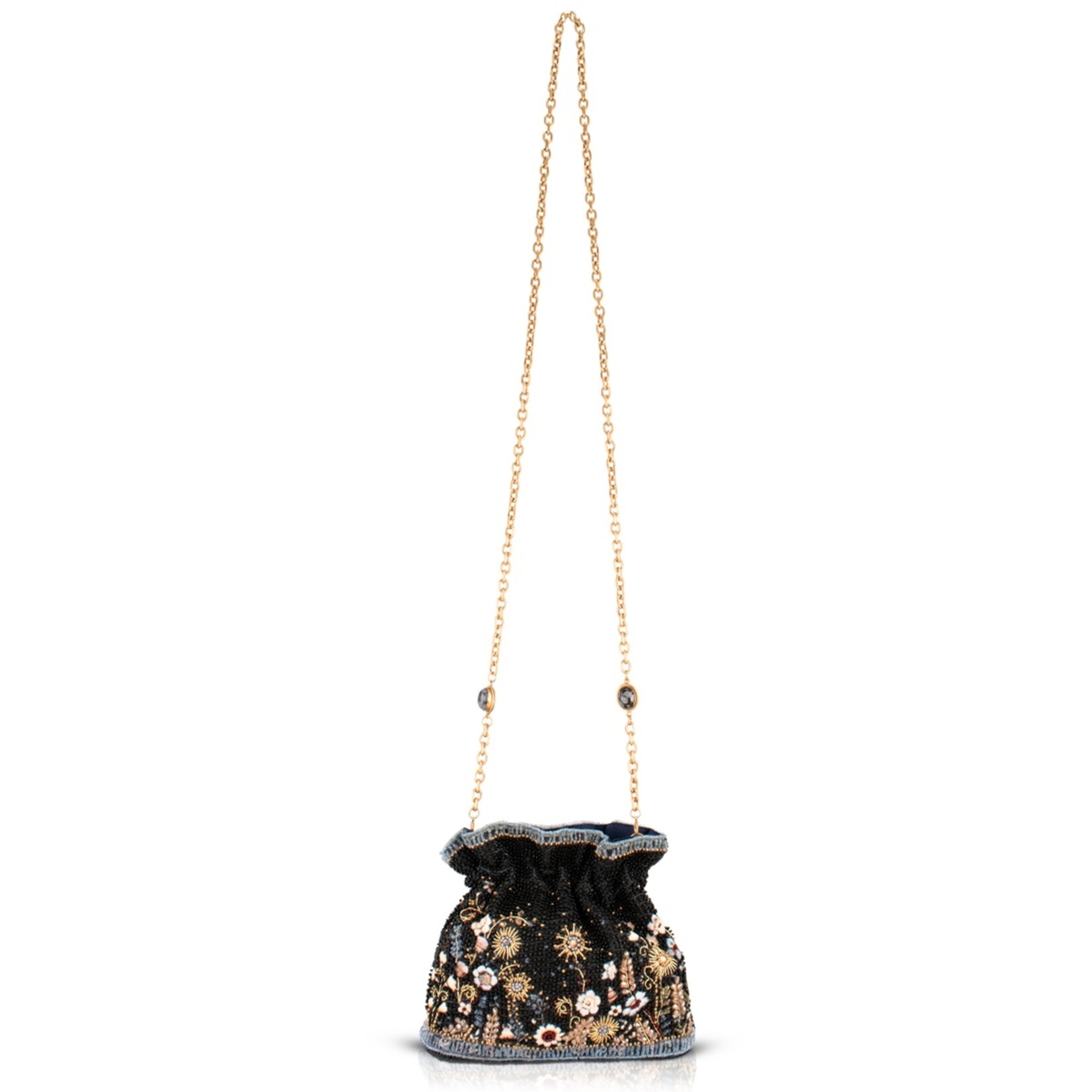 Mary Francis Le Jardin Beaded Floral Crossbody Bucket Bag