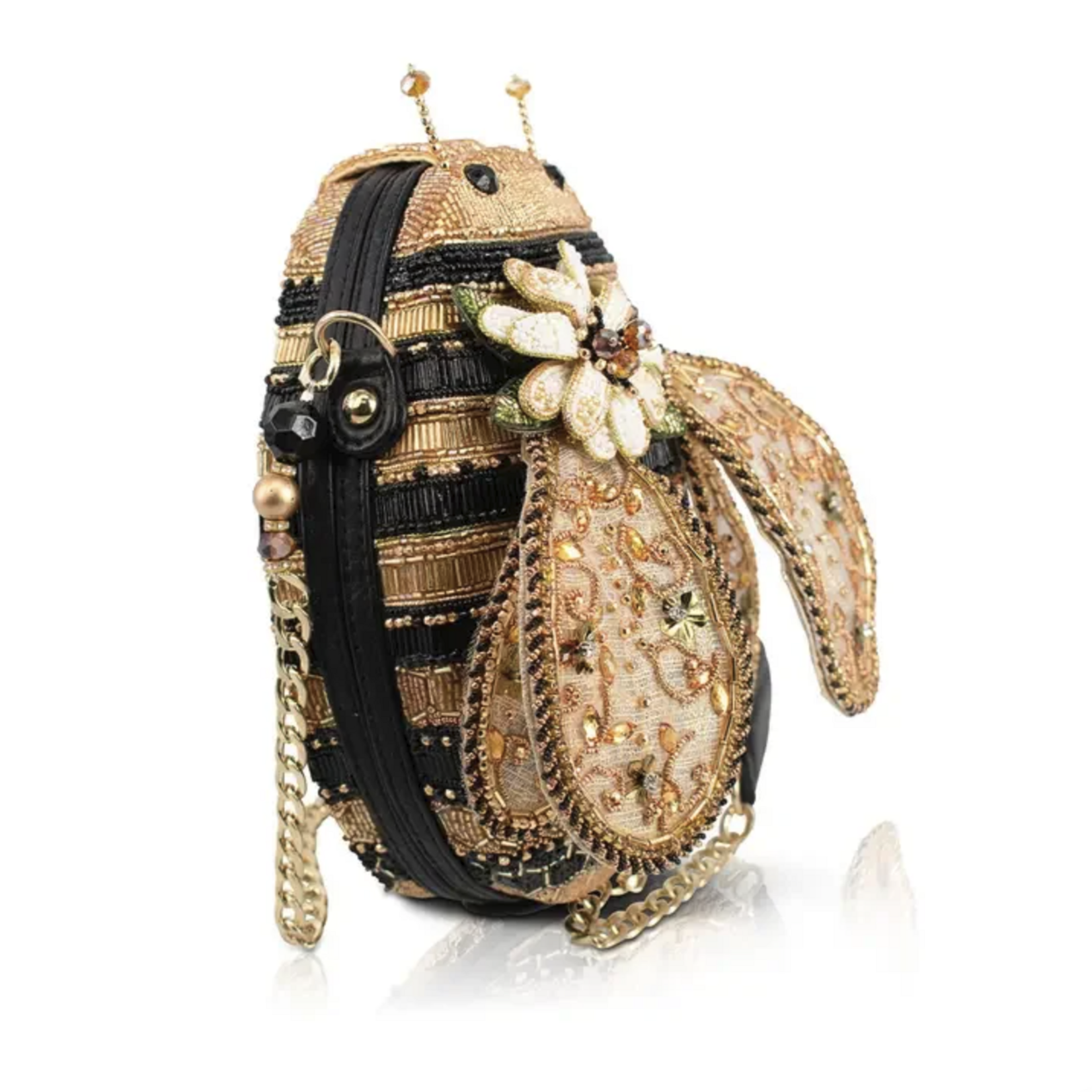 Mary Francis Sweet As Honey Bee Gold and Black Handbag