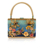 Mary Francis Dragonfly and Floral Top Handle Handbag