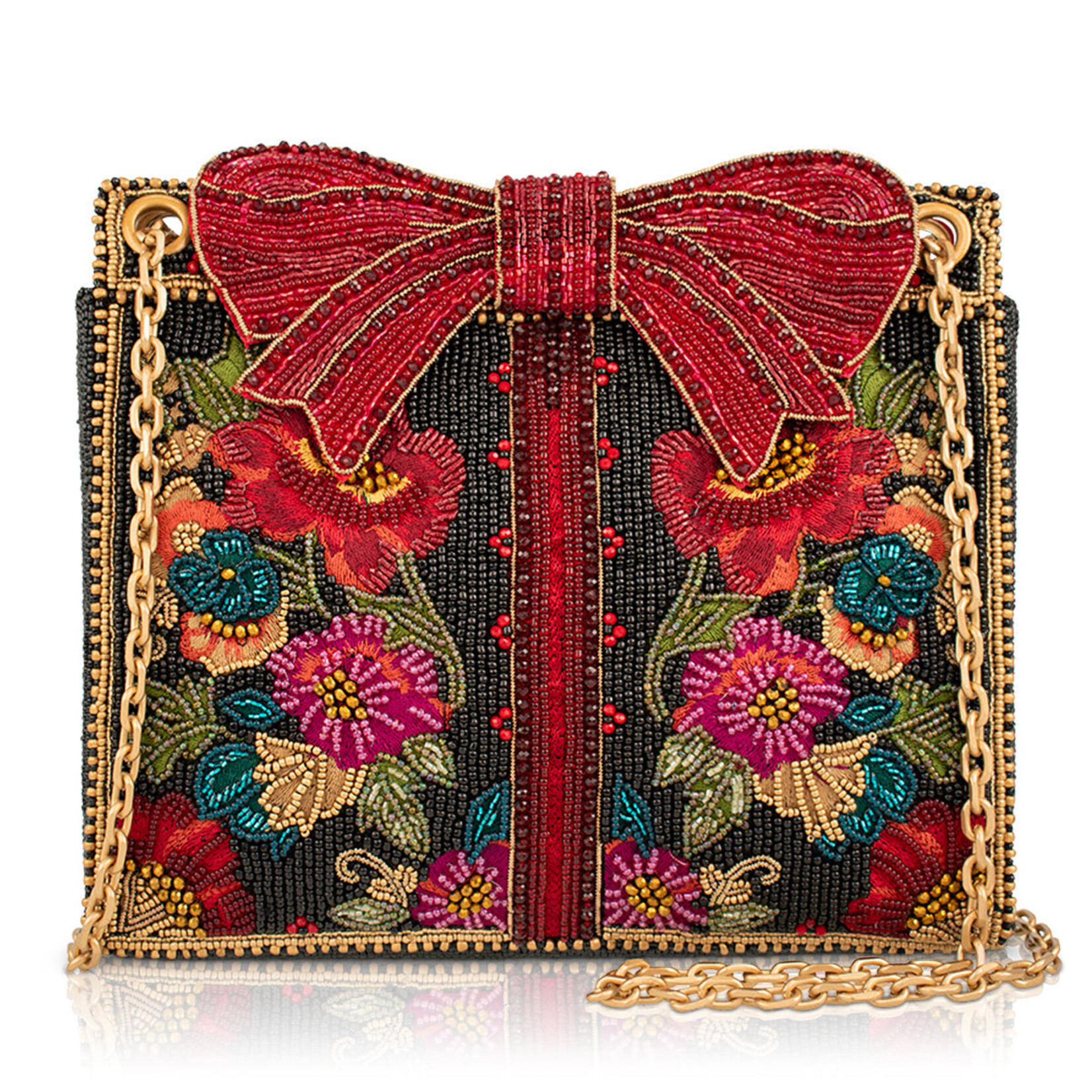 Mary Francis Gifted Floral Bow Crossbody Handbag